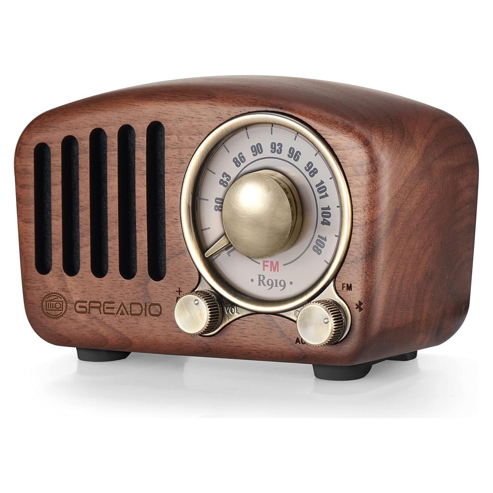 Altavoz Bluetooth Greadio R919 Madera Nogal Retro 11.18cm