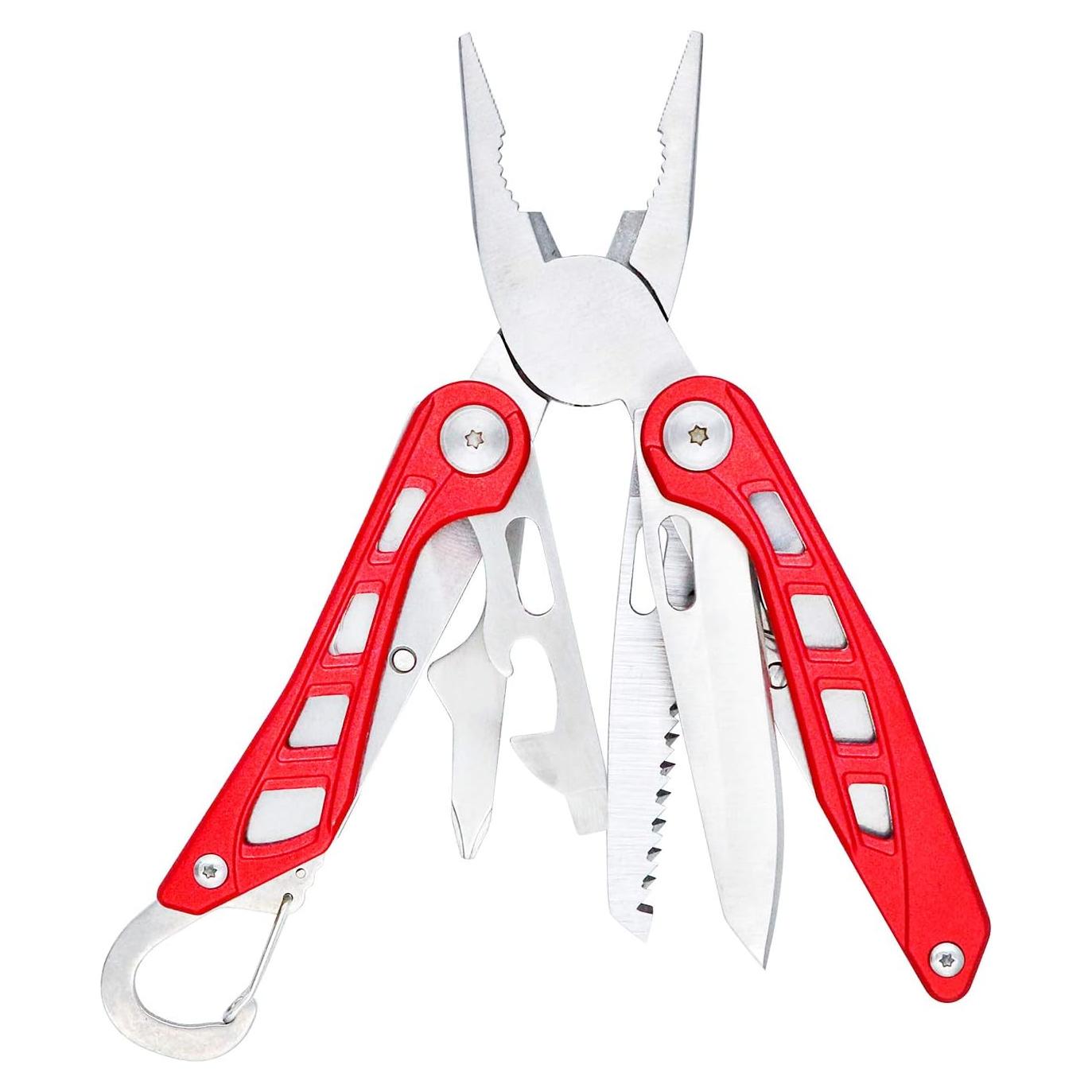 Multiherramienta 8-en-1 Amazon Basics Acero Inoxidable Roja