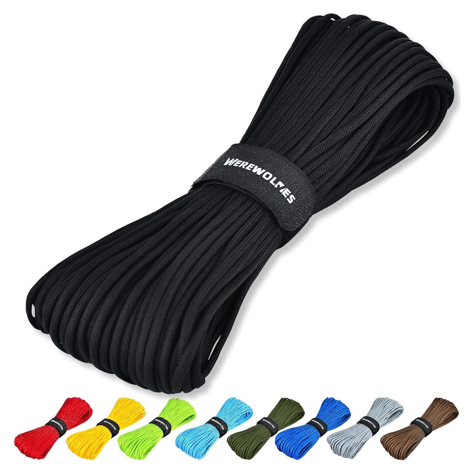 Cuerda Paracord WEREWOLVES 30,48 m Negra para DIY