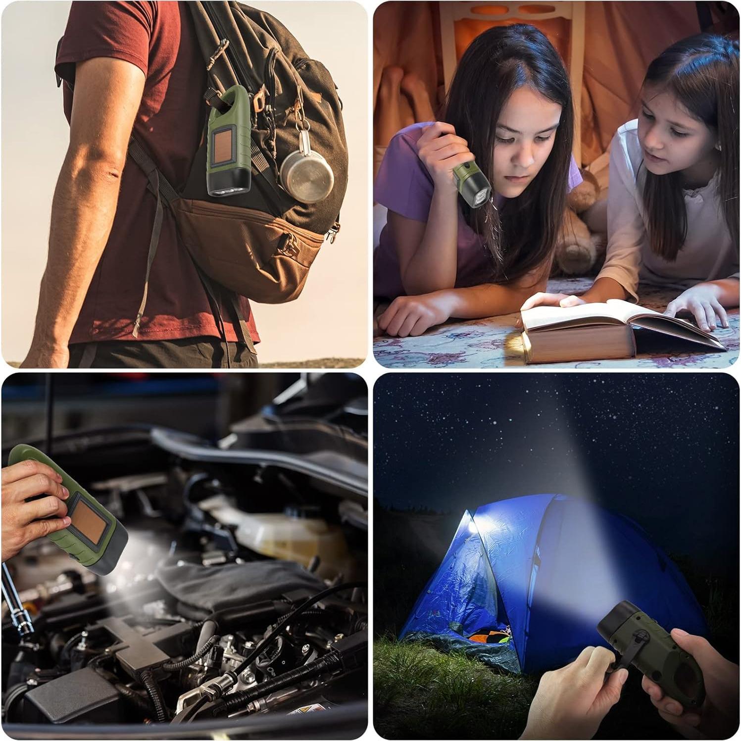 Linterna Solar Manivela Simpeak S19 Verde Militar LED