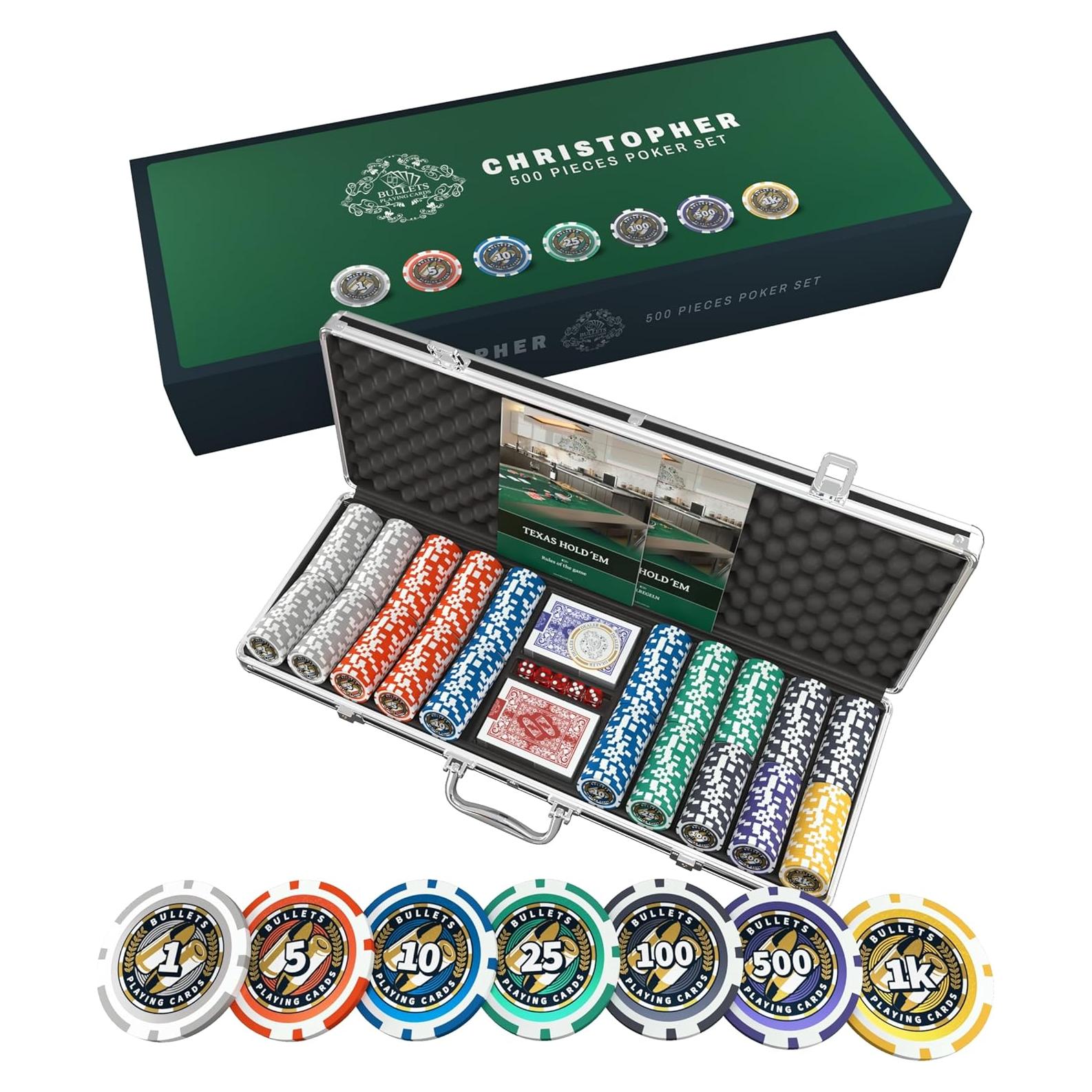 Set de Póker Christopher con 500 Fichas de Plástico