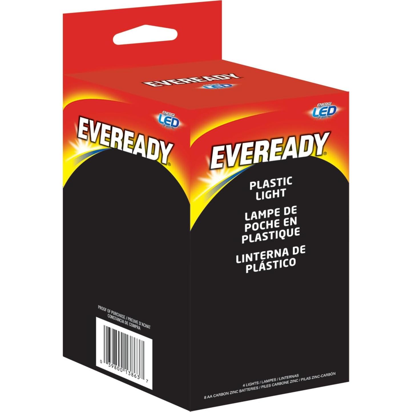 Linterna LED Eveready 4-Pack con Baterías AA Incluidas