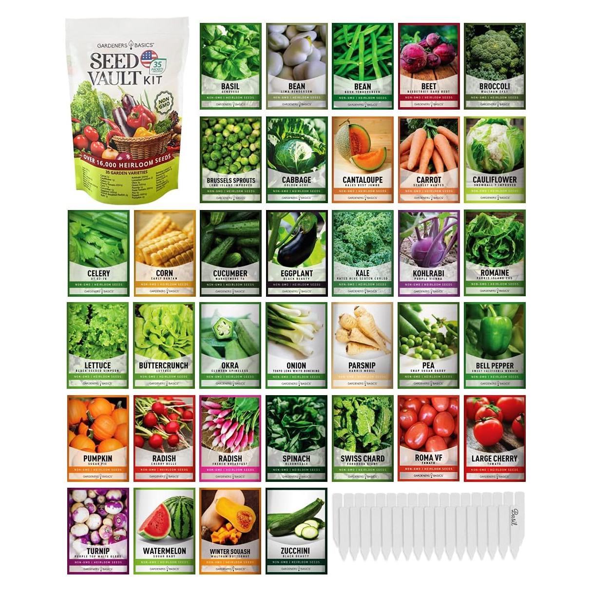 Kit de Jardinería Gardeners Basics con 16,000 Semillas No-OGM