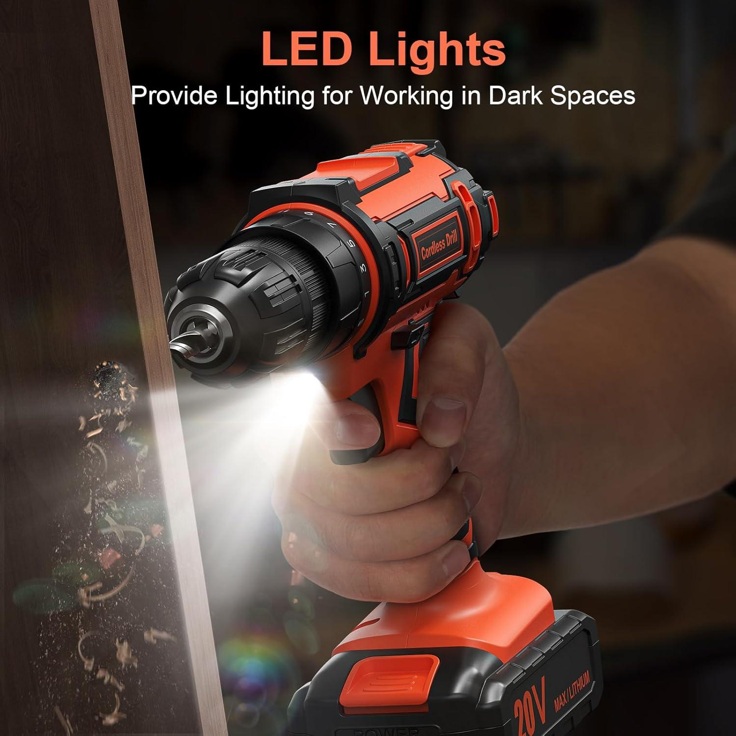 Taladro Inalámbrico VIWKO 20V 2 Baterías 2000mAh 42 Accesorios