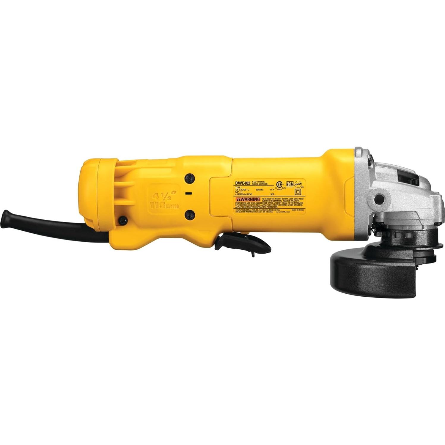 Angle Grinder, 4.5 Inch, 11 Amp, With Paddle Switch (DWE402)