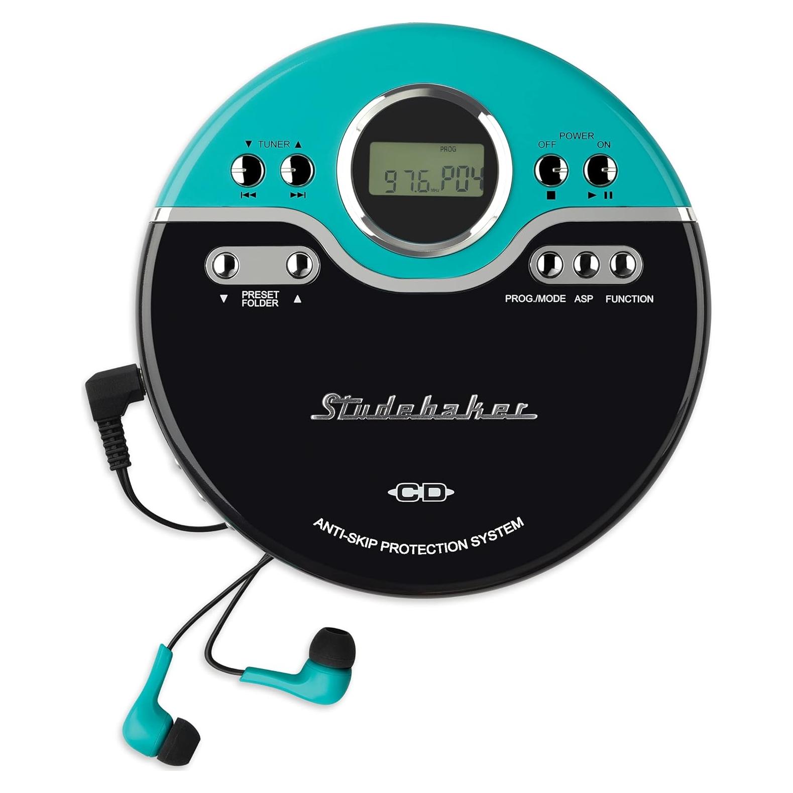 Reproductor de CD Portátil Studebaker SB3704 Turquesa Vintage