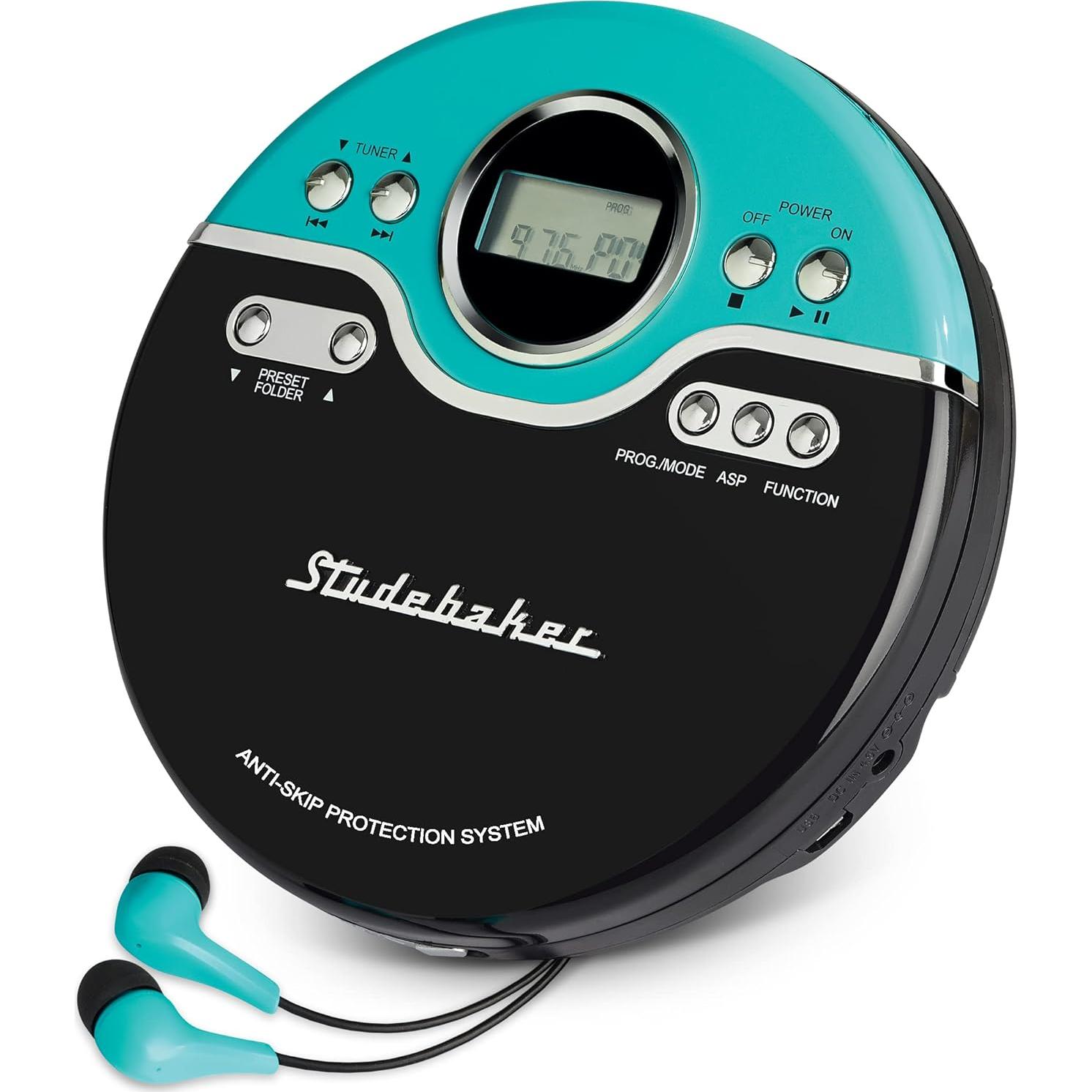 Reproductor de CD Portátil Studebaker SB3704 Turquesa Vintage