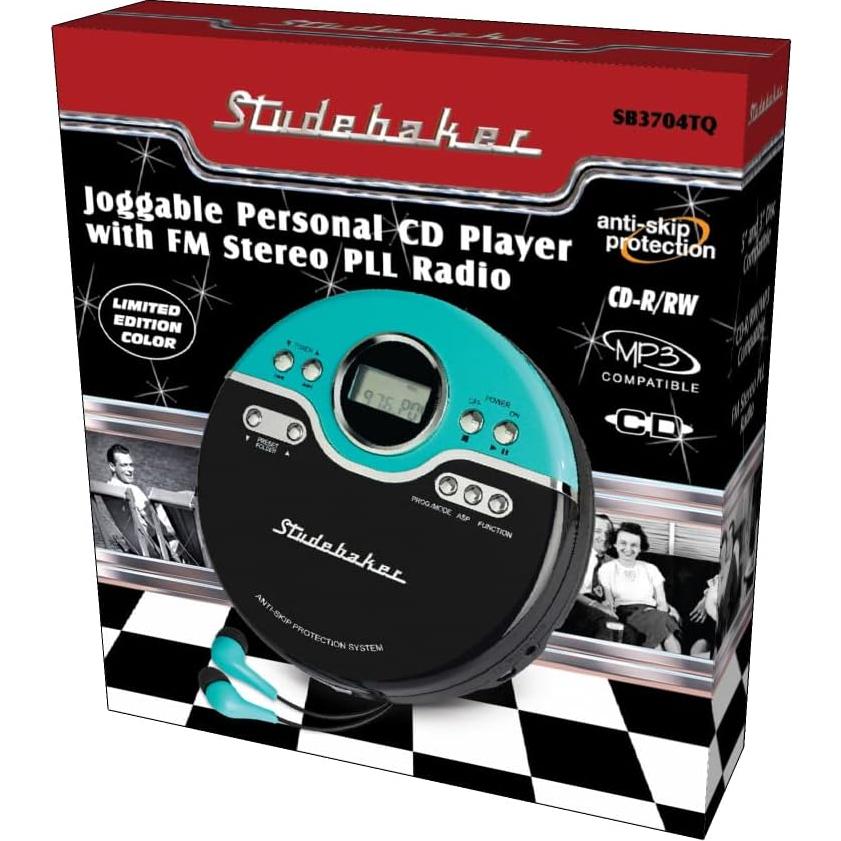 Reproductor de CD Portátil Studebaker SB3704 Turquesa Vintage