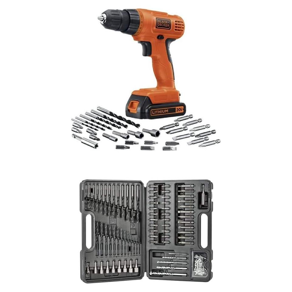 Taladro Atornillador BLACK+DECKER LD120VA 20V con 109 Piezas