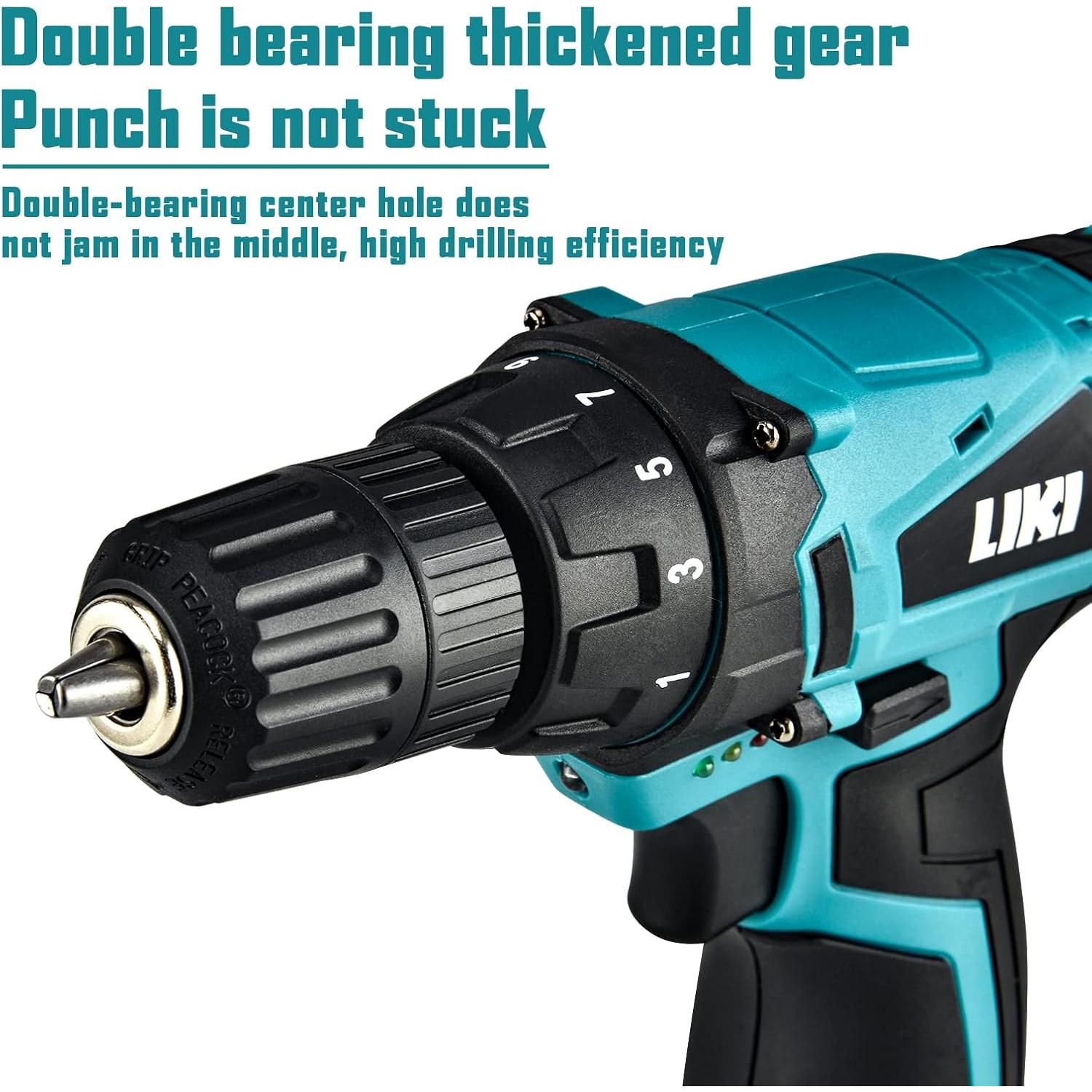 Taladro Eléctrico LIKI 12V Inalámbrico con Accesorios