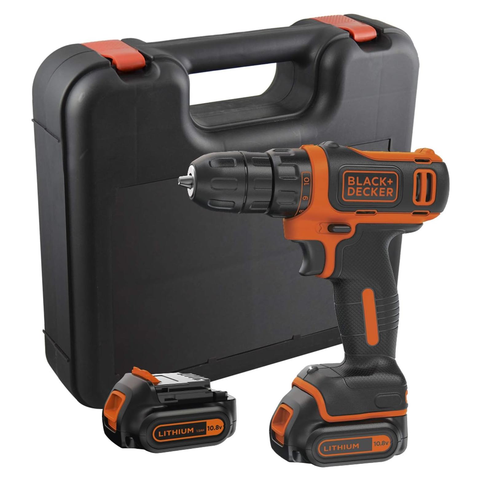 Black & Decker BDCDD12KB-QW - Taladro Atornillador 10,8V con 2 baterías 1,5Ah y maletín