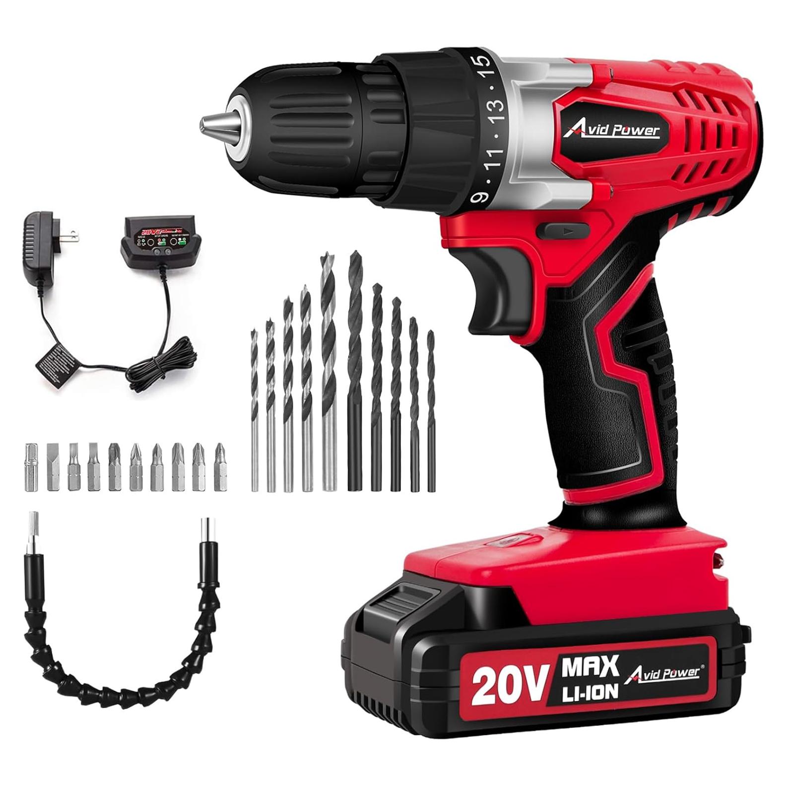 Taladro Inalámbrico AVID POWER 20V con 22 Piezas y Cargador