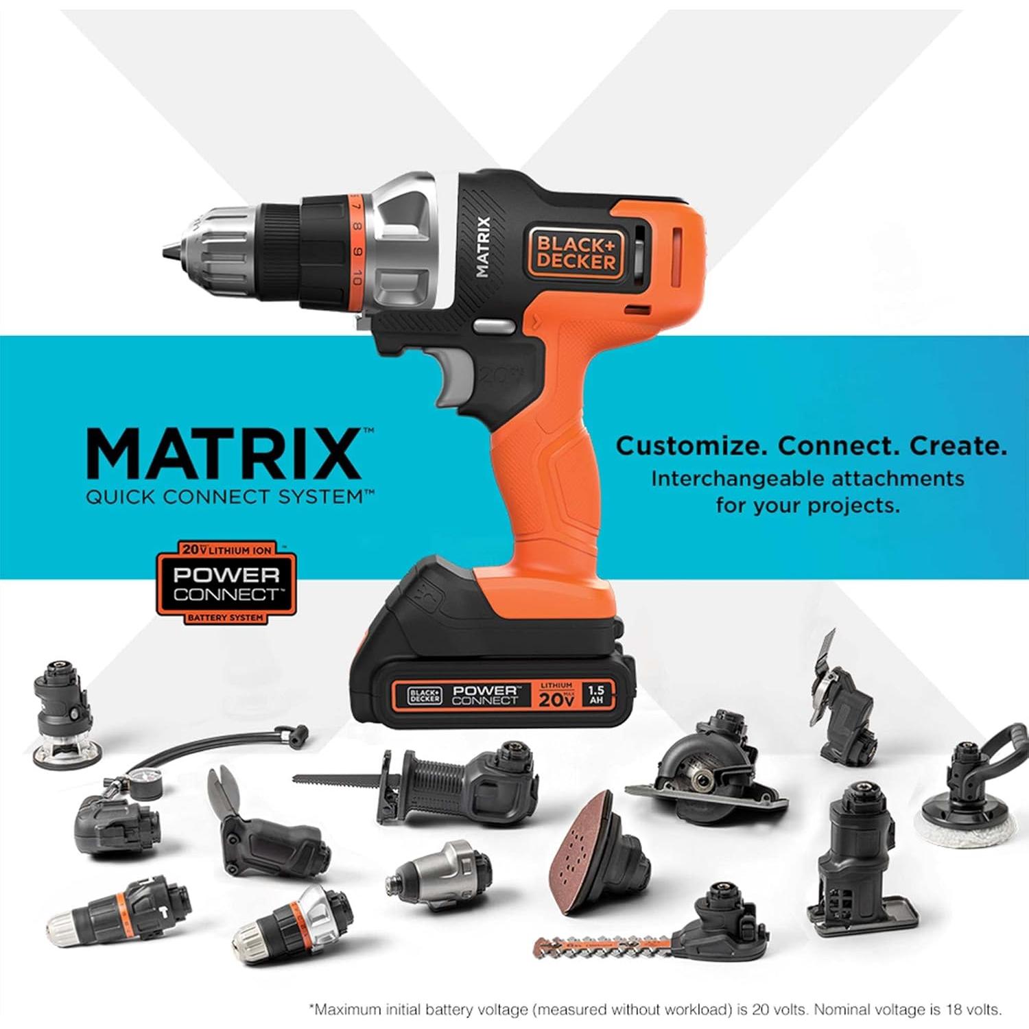 Taladro + Lijadora BLACK+DECKER MATRIX 20V Kit Compacto