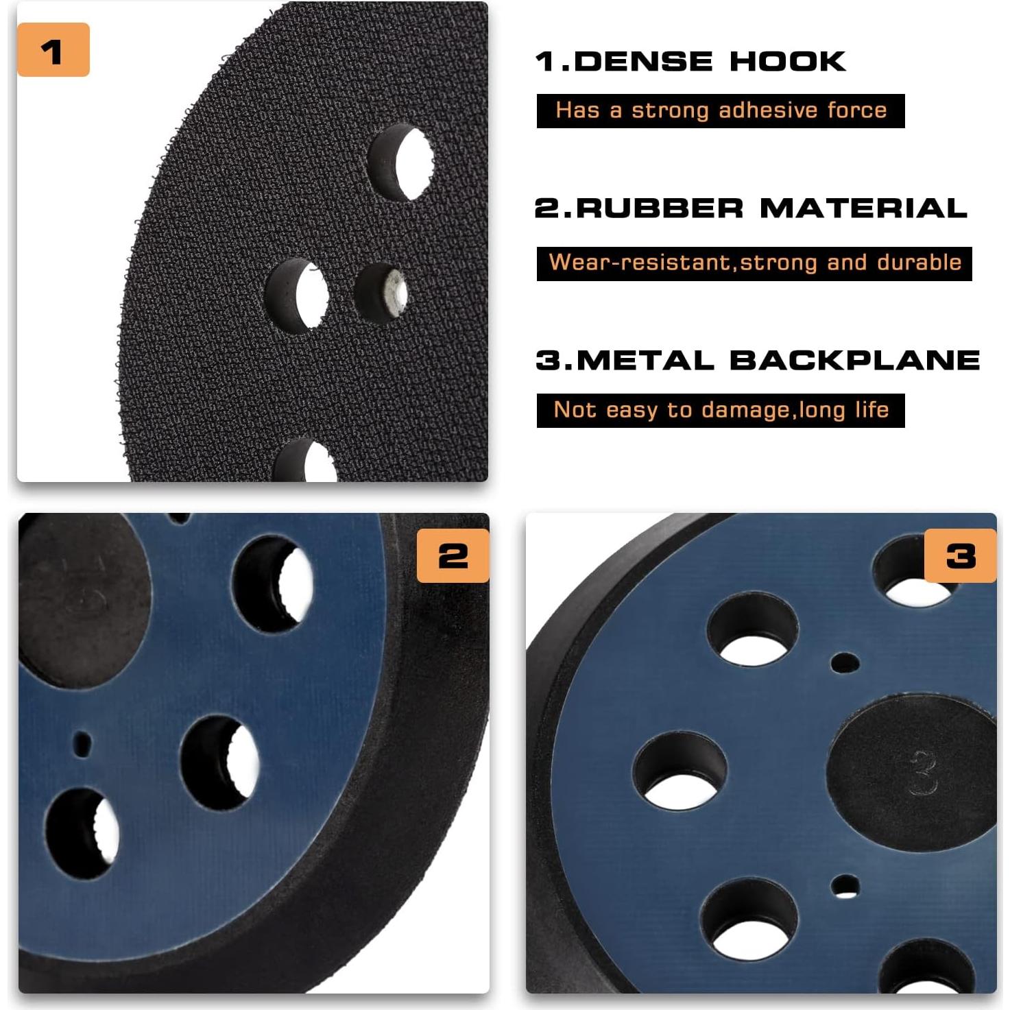 Pad de Lijadora 5" EAGLEGGO 8 Agujeros Compatible DeWalt