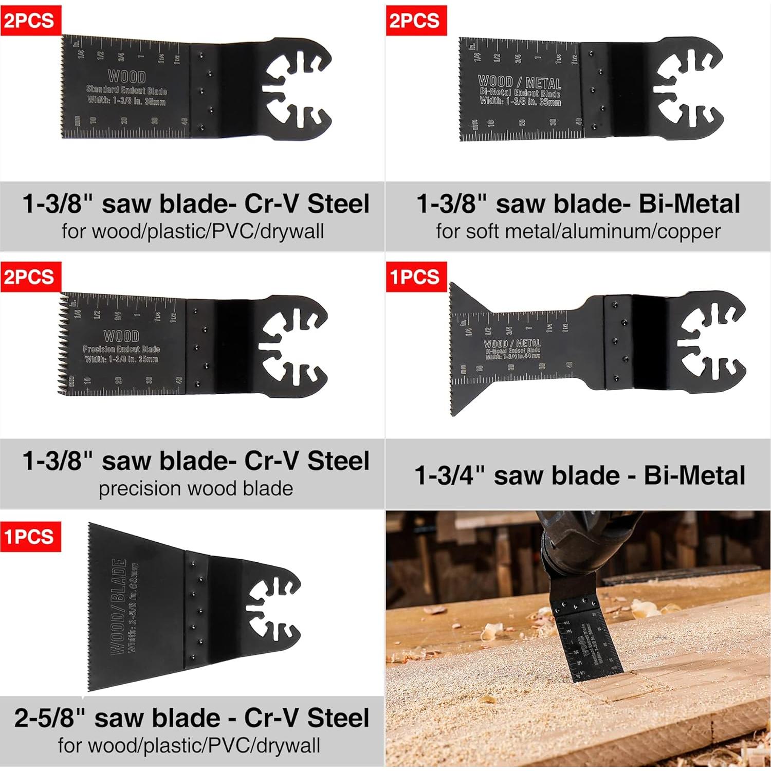 WORKPRO Kit 25 Piezas Accesorios Multiherramienta Oscilante