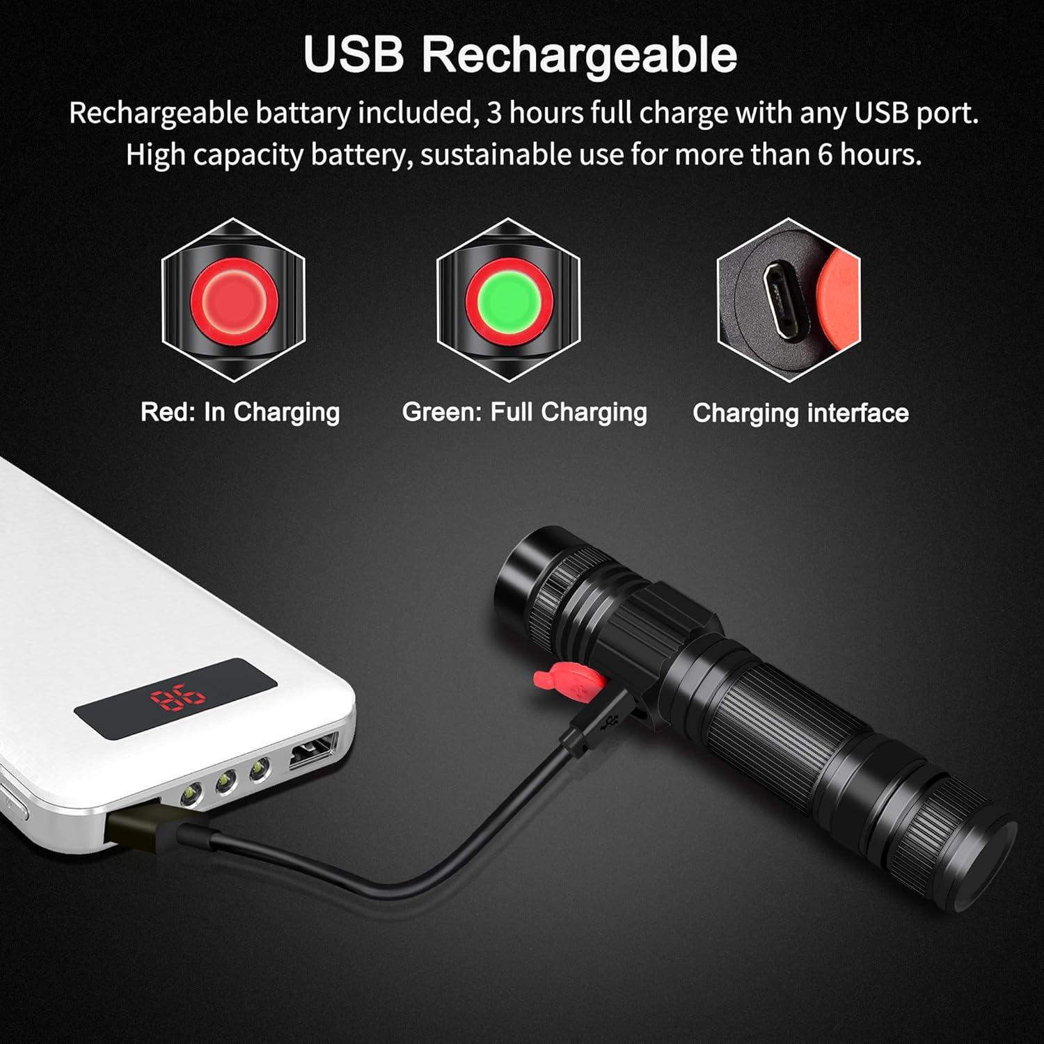 Linterna LED DARKBEAM A300 2000 Lúmenes Recargable USB 2 Pzas