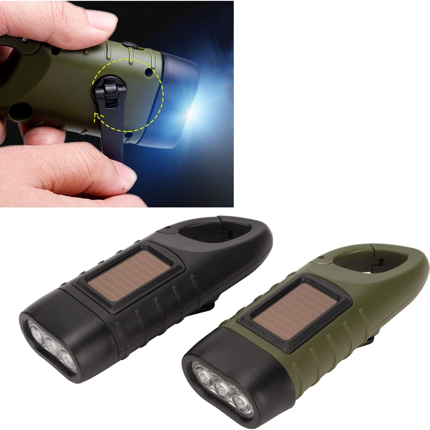 Linterna Solar de Manivela Hilitand 2 Pcs LED Recargable