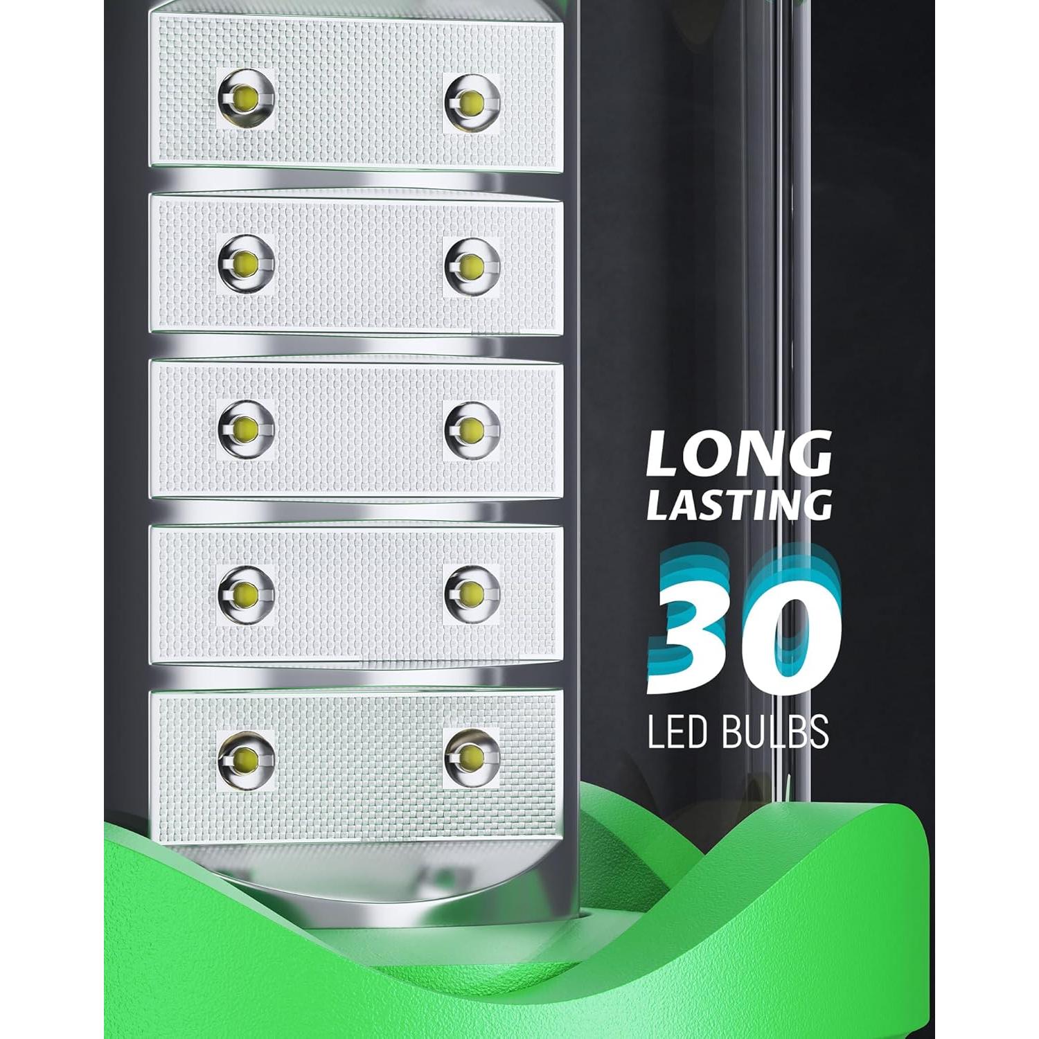 Linterna LED Lichamp Plegable Verde 30 LEDs 150 Lúmenes