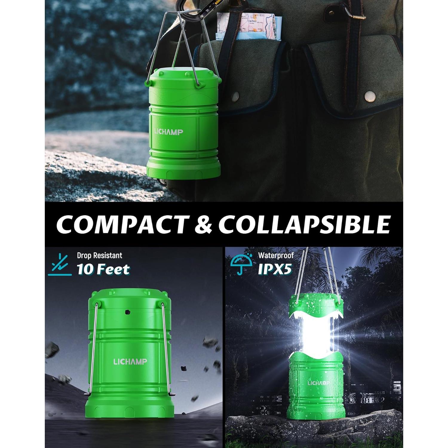 Linterna LED Lichamp Plegable Verde 30 LEDs 150 Lúmenes