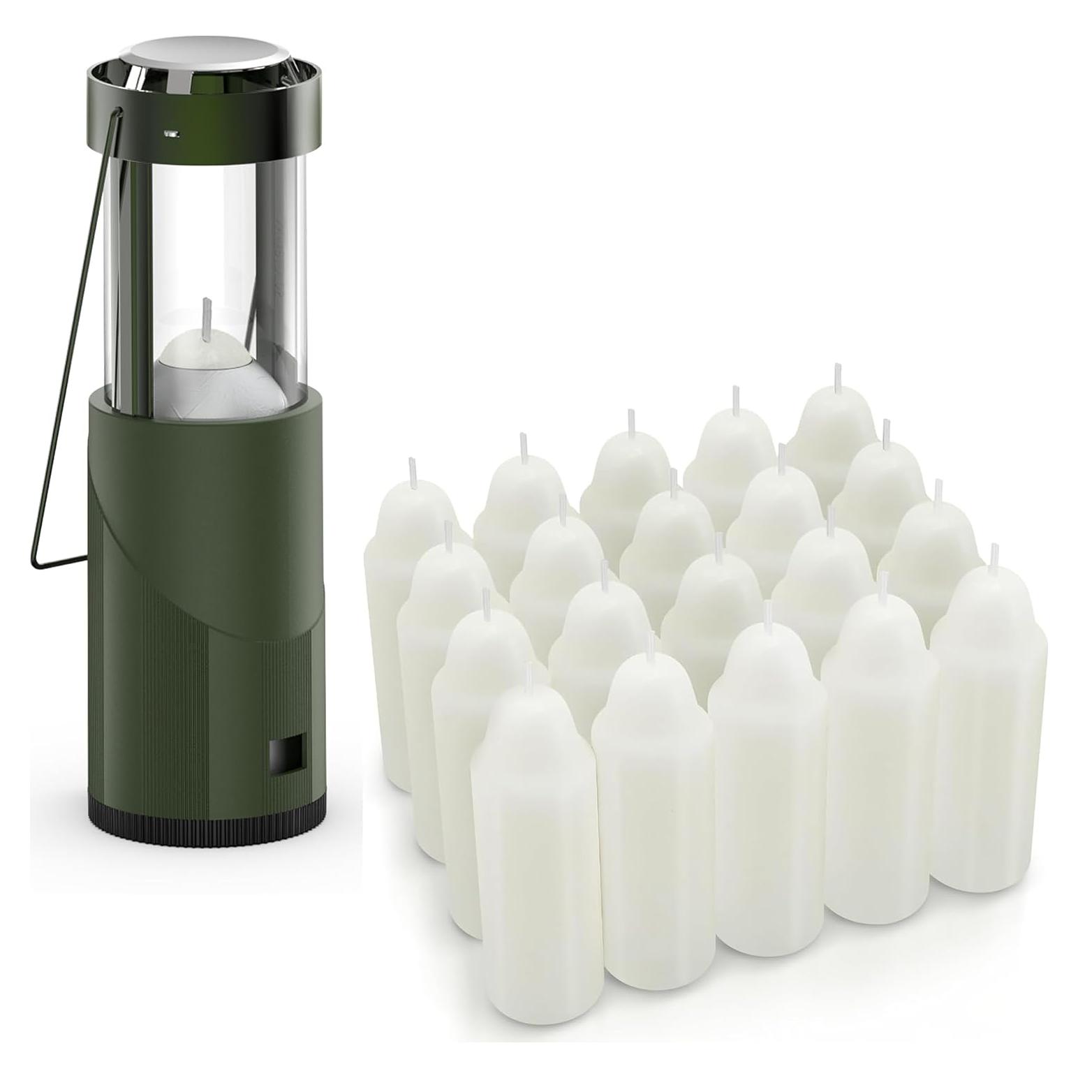 20 Velas Blancas + Linterna Portátil NOMFIX 15H Quema Prolongada