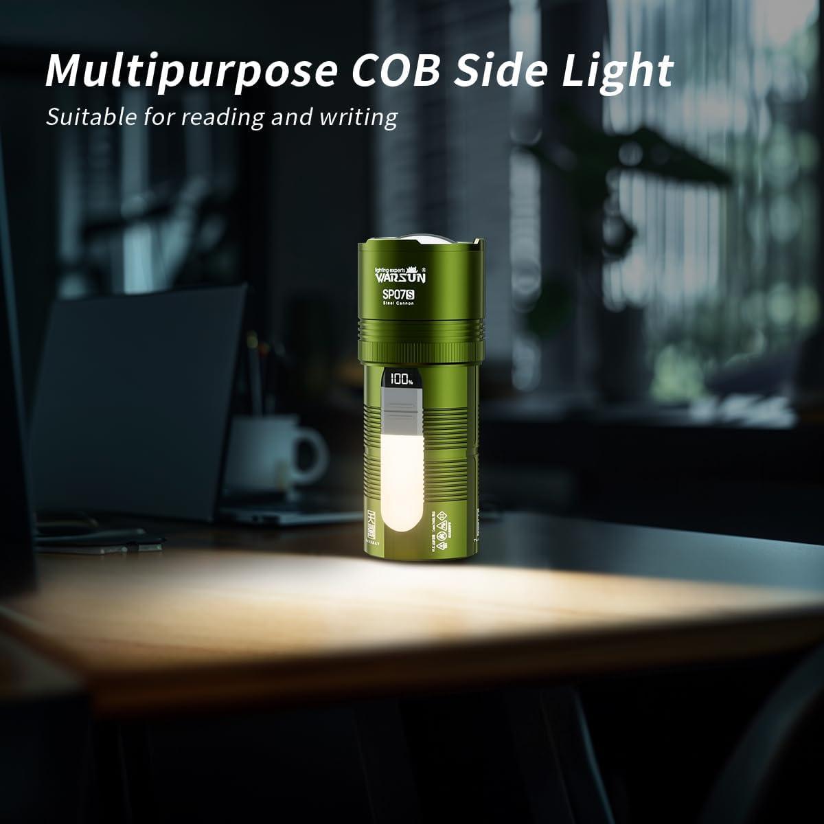 Linterna LED Recargable WARSUN SP07S - 2000 Lúmenes, 6000mAh