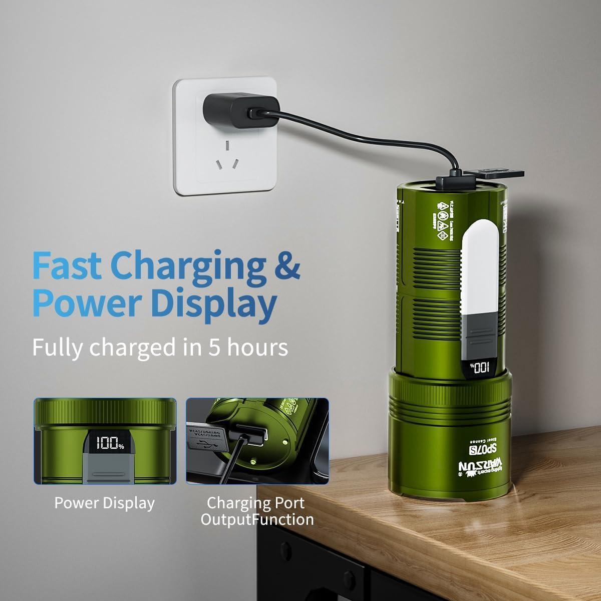 Linterna LED Recargable WARSUN SP07S - 2000 Lúmenes, 6000mAh