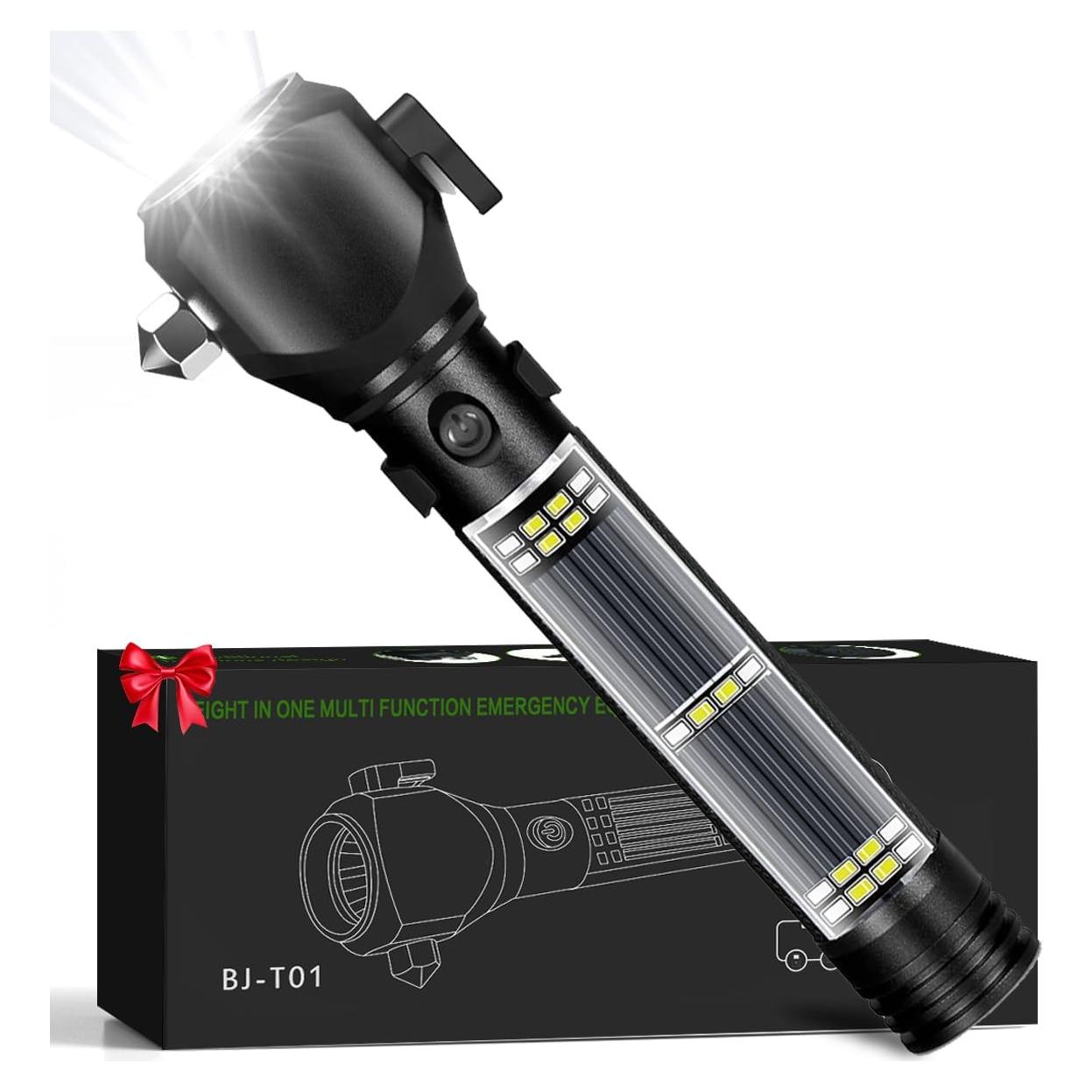 Linterna Táctica LED Solar OUDE 9 en 1 para Emergencias