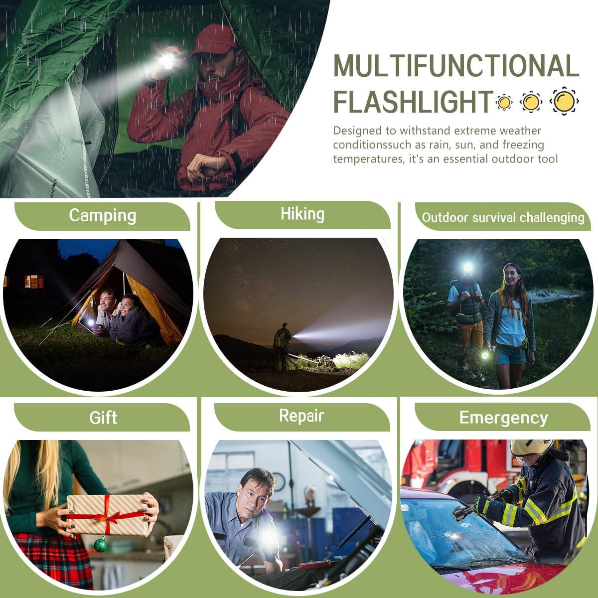 Linterna Táctica LED Solar OUDE 9 en 1 para Emergencias