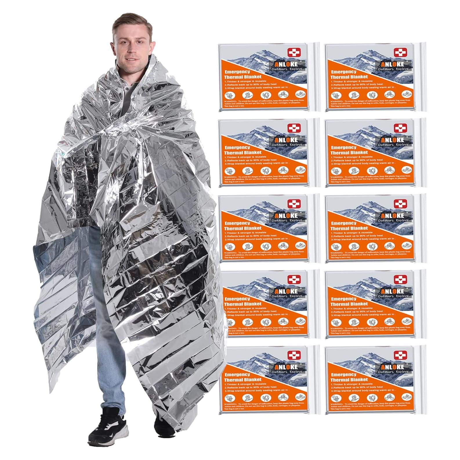 Manta Térmica ANLOKE 10 Paquete 82x64 cm Supervivencia