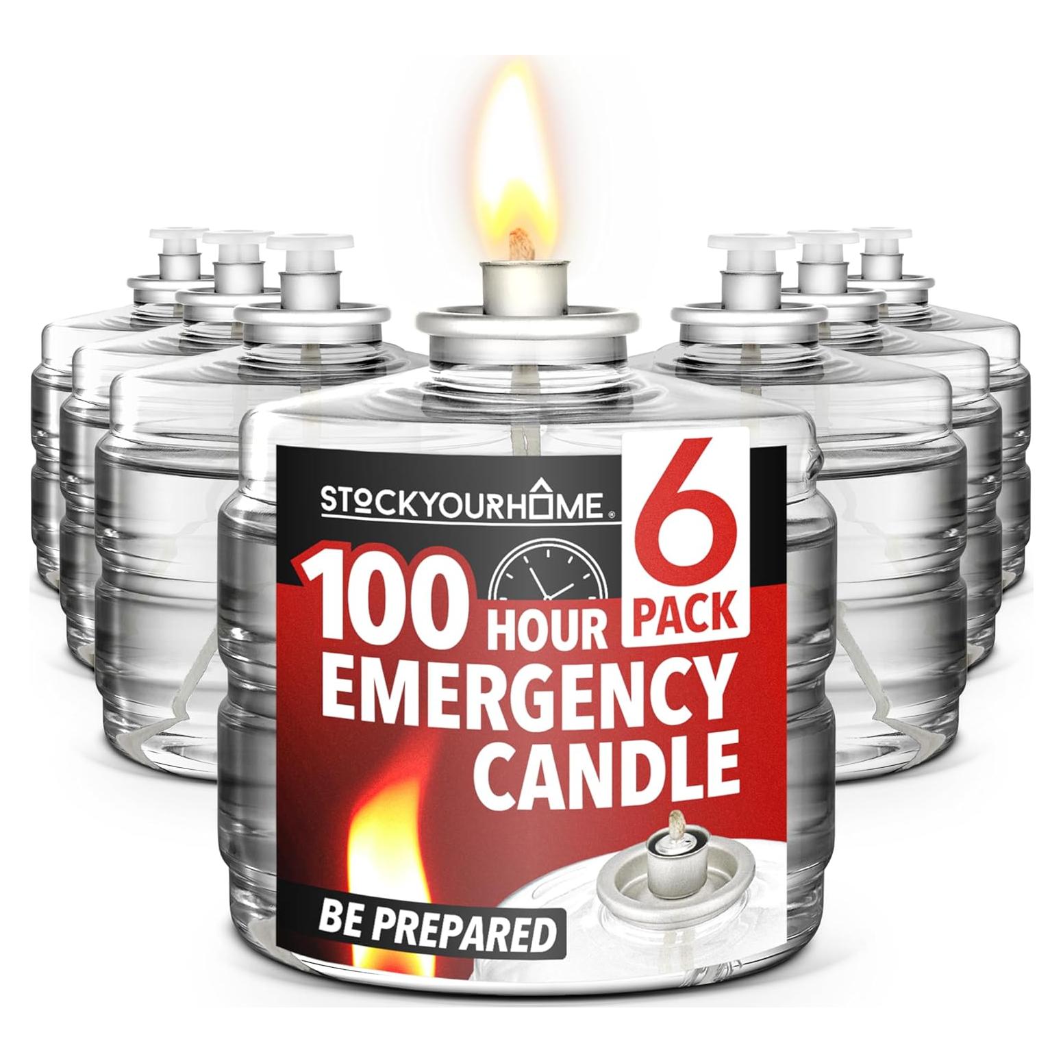 Paquete de 6 Velas de Emergencia 100 Horas Stock Your Home