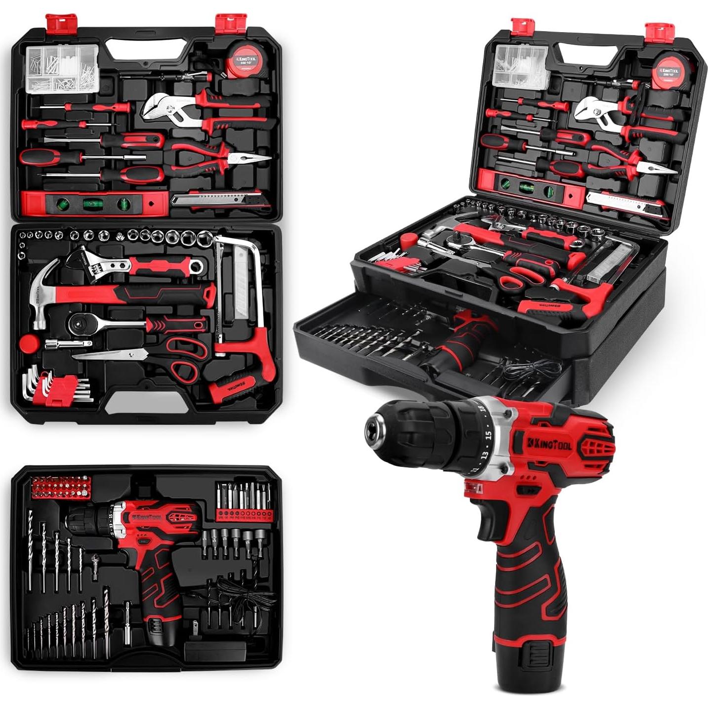 Kit de herramientas KingTool 276 piezas con taladro 12V
