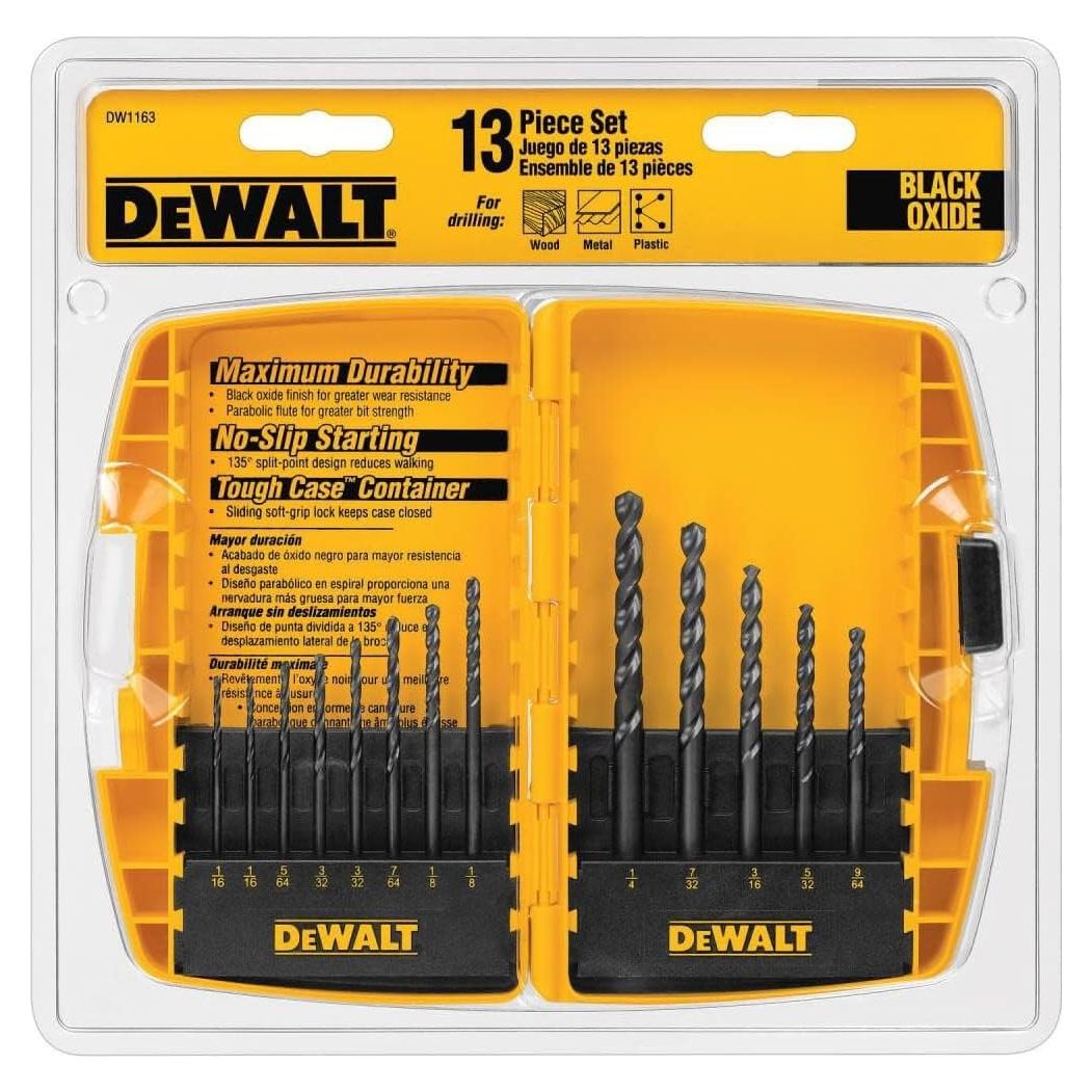 Juego de Brocas DEWALT DW1163, 13 Piezas, Óxido Negro