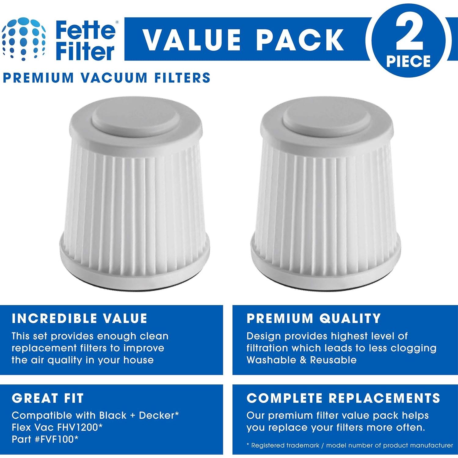 Filtro Fette FVF100 para aspiradora Black and Decker FHV1200 - 2 Pzs