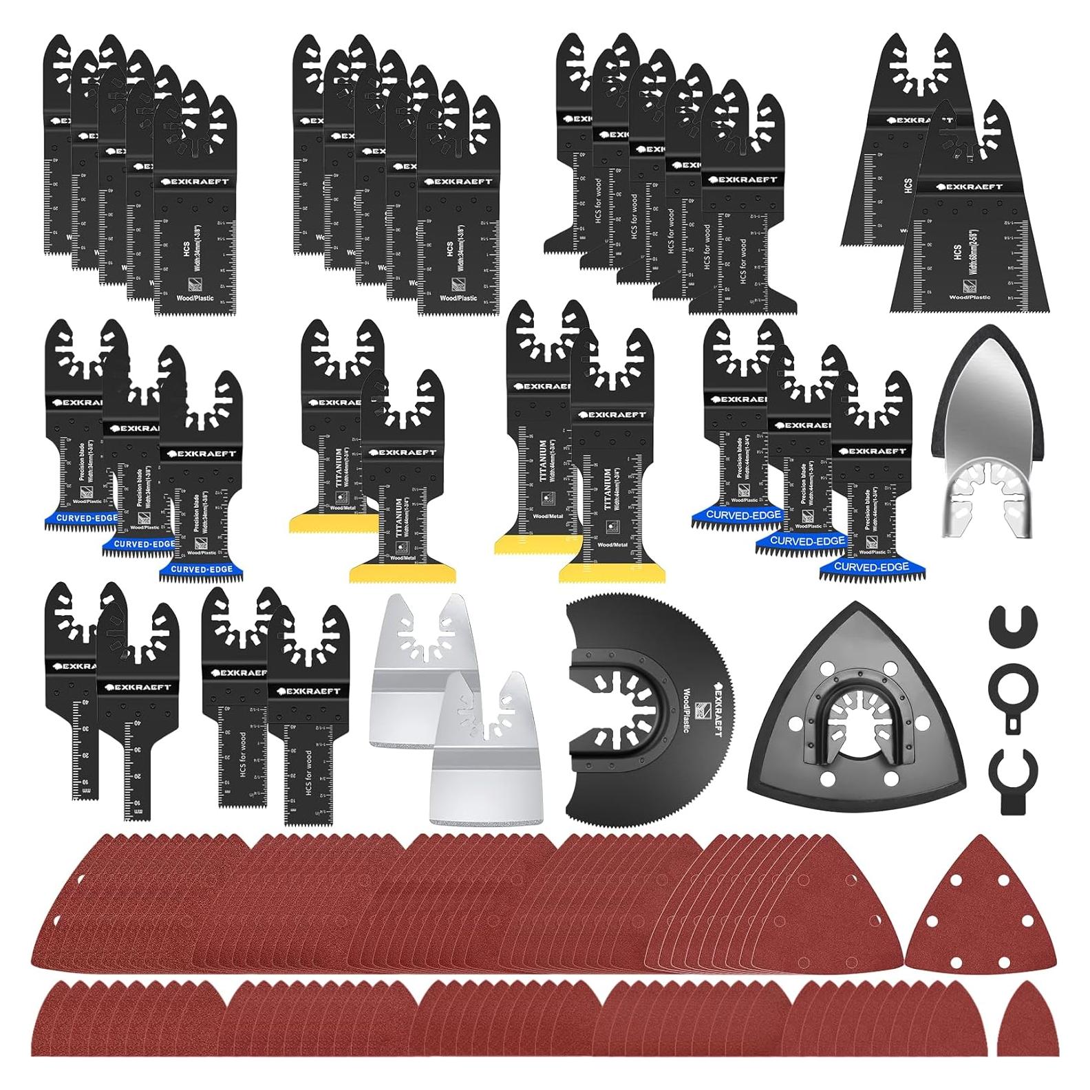 Kit 136 PCS Hojas Oscilantes EXKRAEFT para Madera y Metal