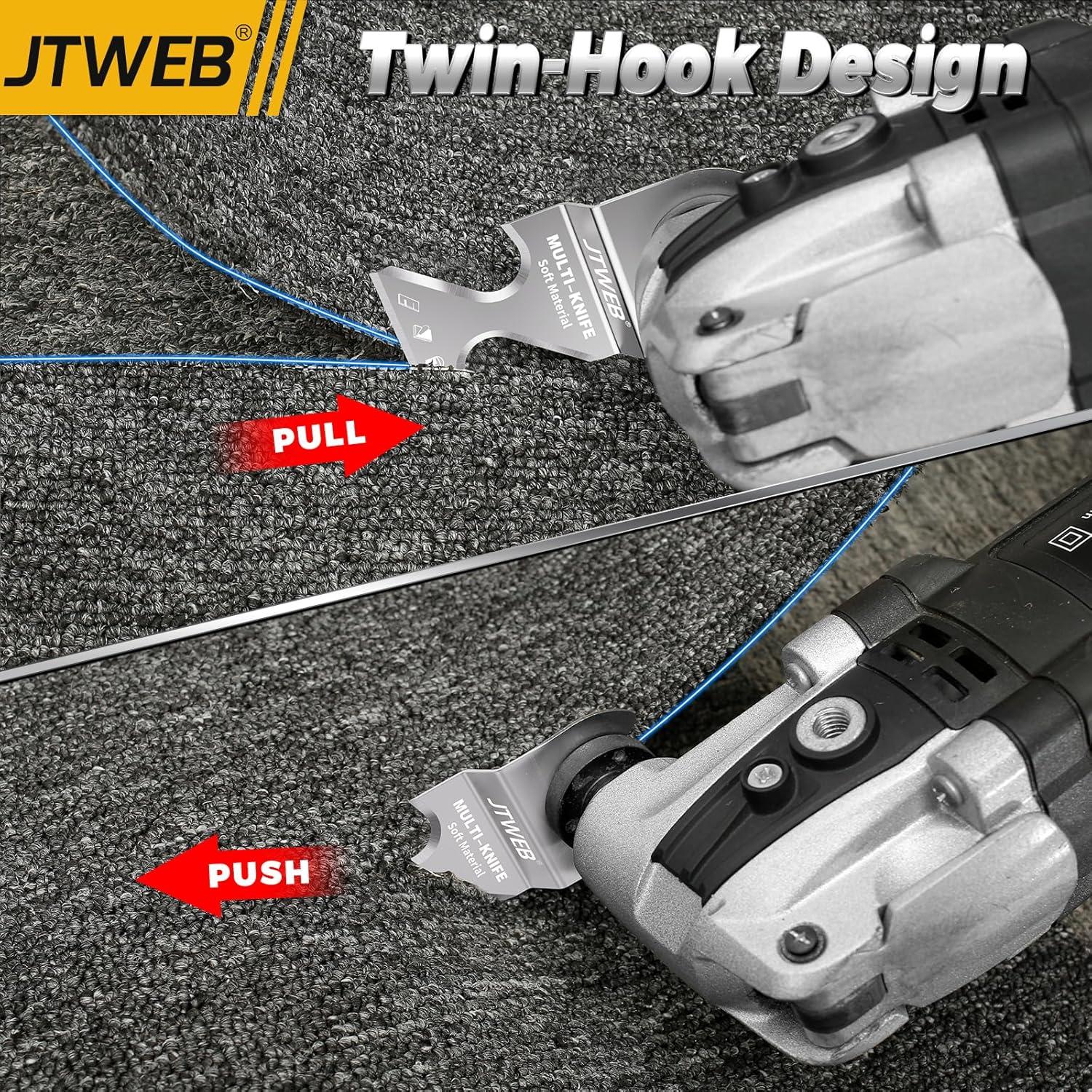 JTWEB Oscillating Multi Tool Hook Knife Blade Scraper, 10PCS Asphalt Shingle Cutter Tool for Cutting Soft Materials, Roofing Shingles, PVC Carpet, Cardboard, Multitool Saw Blades Kit for Bosch