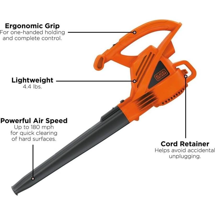 Soplador de Hojas Eléctrico BLACK+DECKER LB700 7A 289,68 km/h