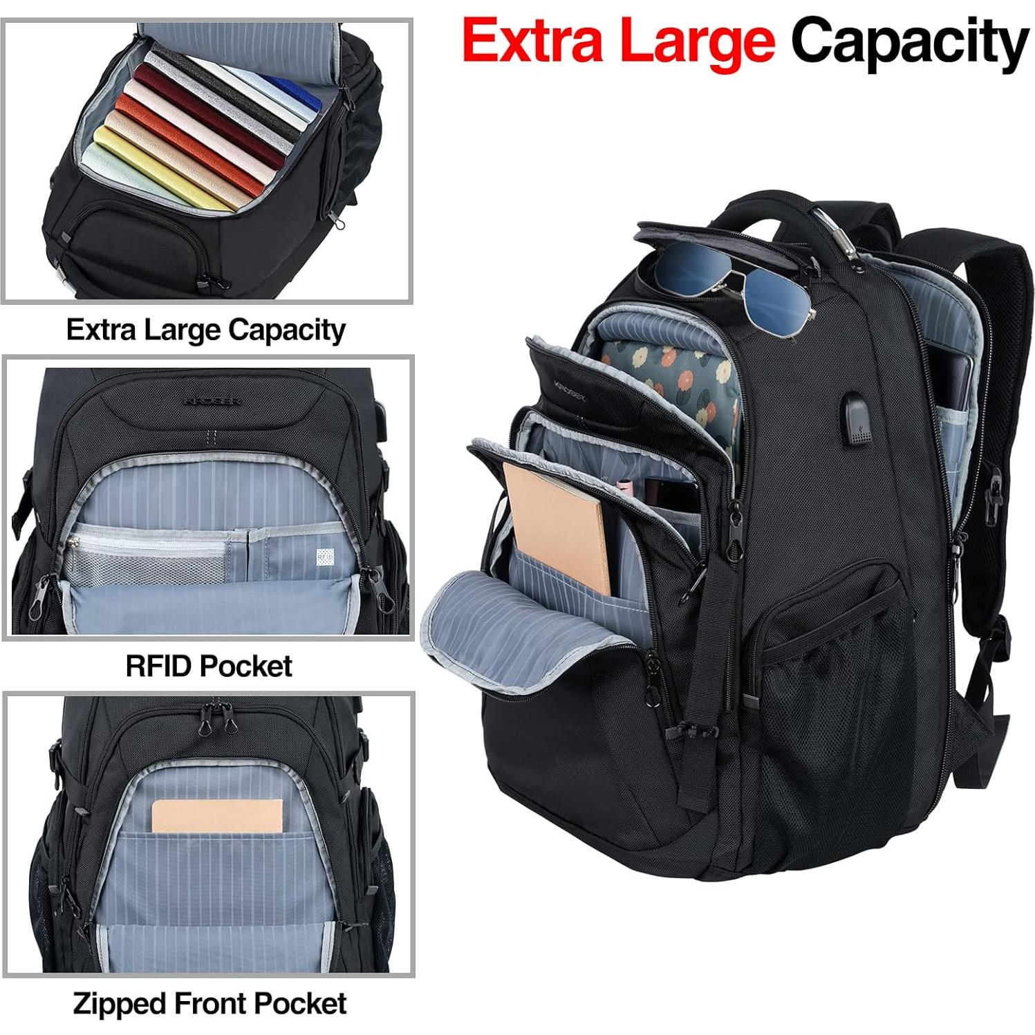 Mochila KROSER para Laptop 46.7 cm con Puerto USB y RFID