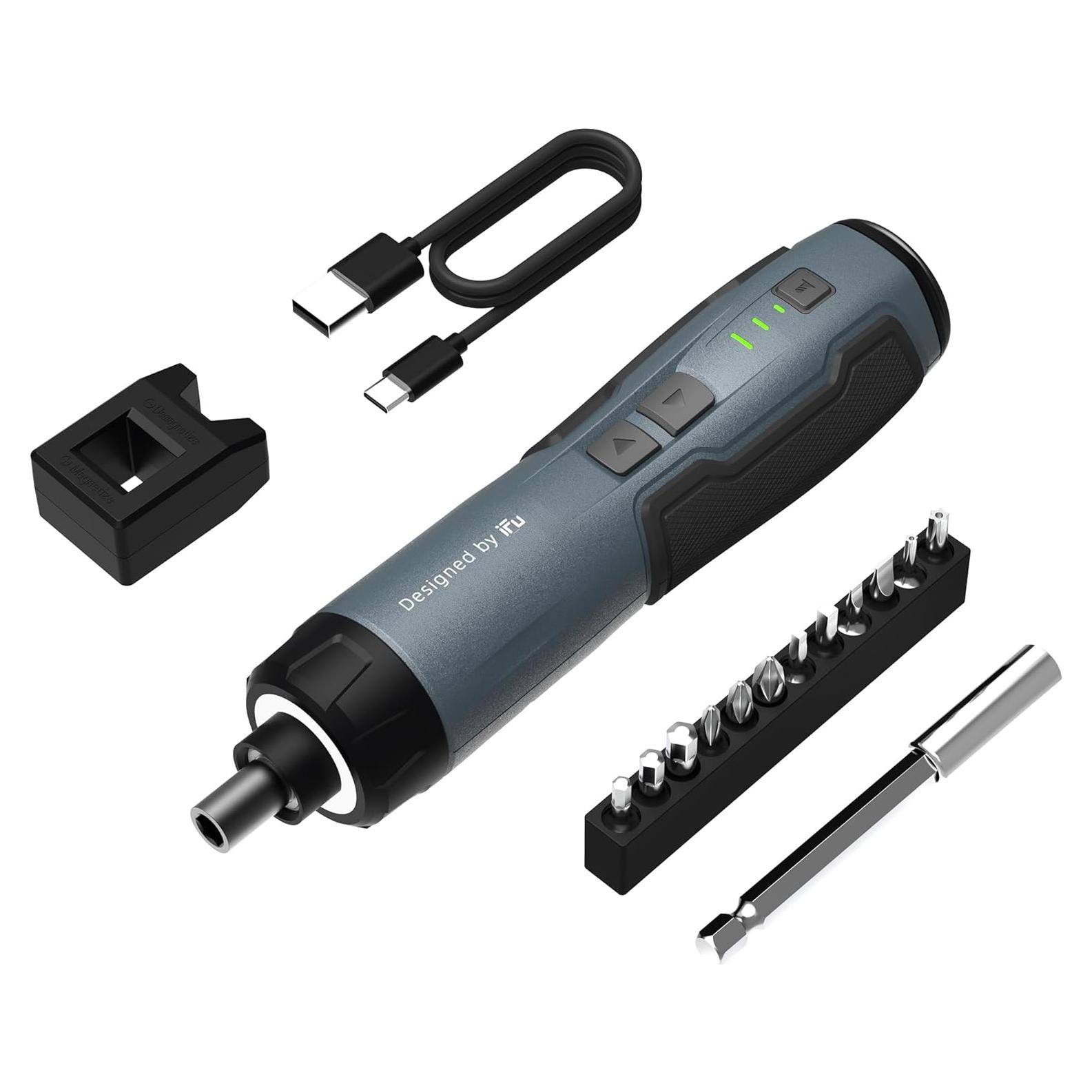 Destornillador eléctrico IfU iSD101 con 12 puntas y luz LED