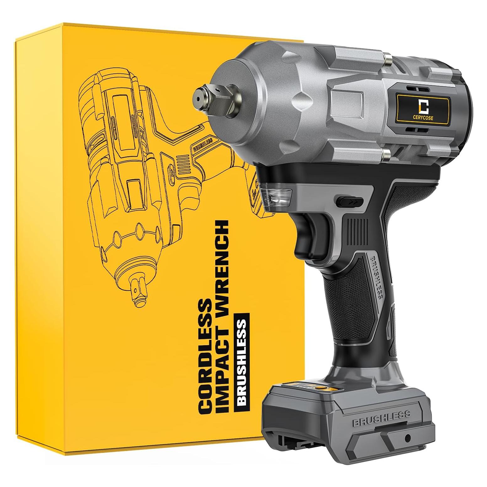 Llave de impacto inalámbrica Cerycose 1/2" 1200N.m LED