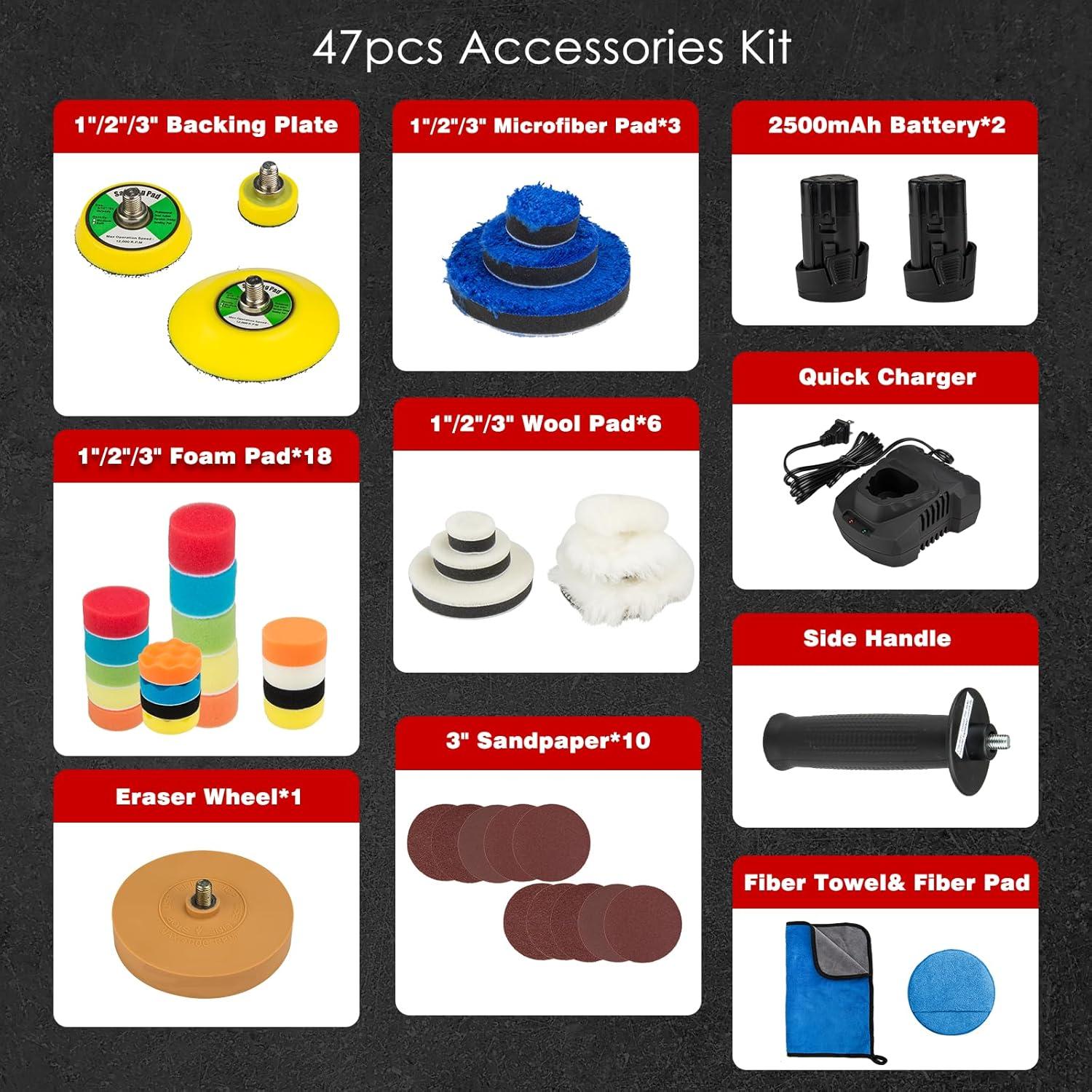 Pulidora Inalámbrica KITLUCK 12V con 40 Almohadillas