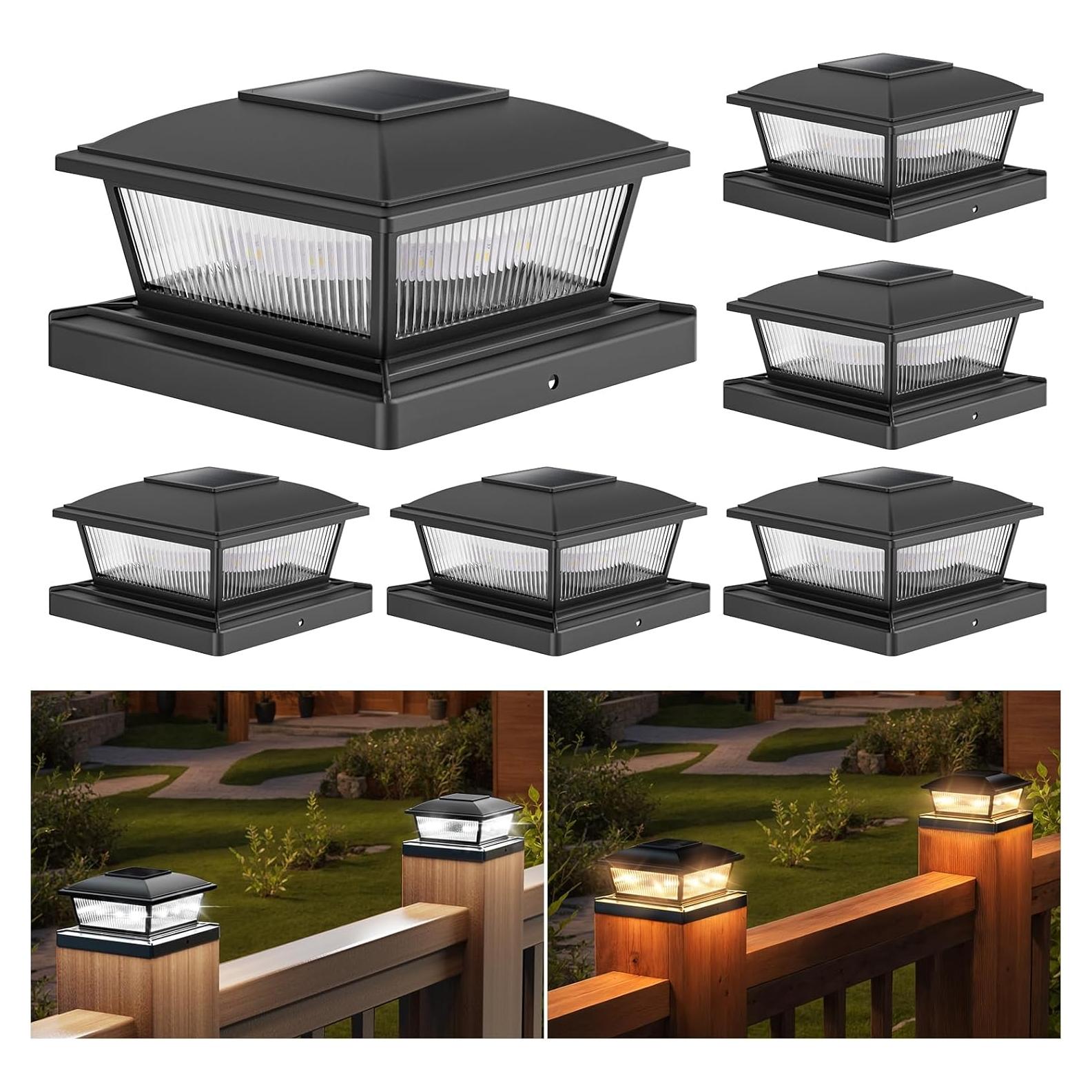 Luces Solares para Postes APONUO 6 Paquetes 16 LEDs