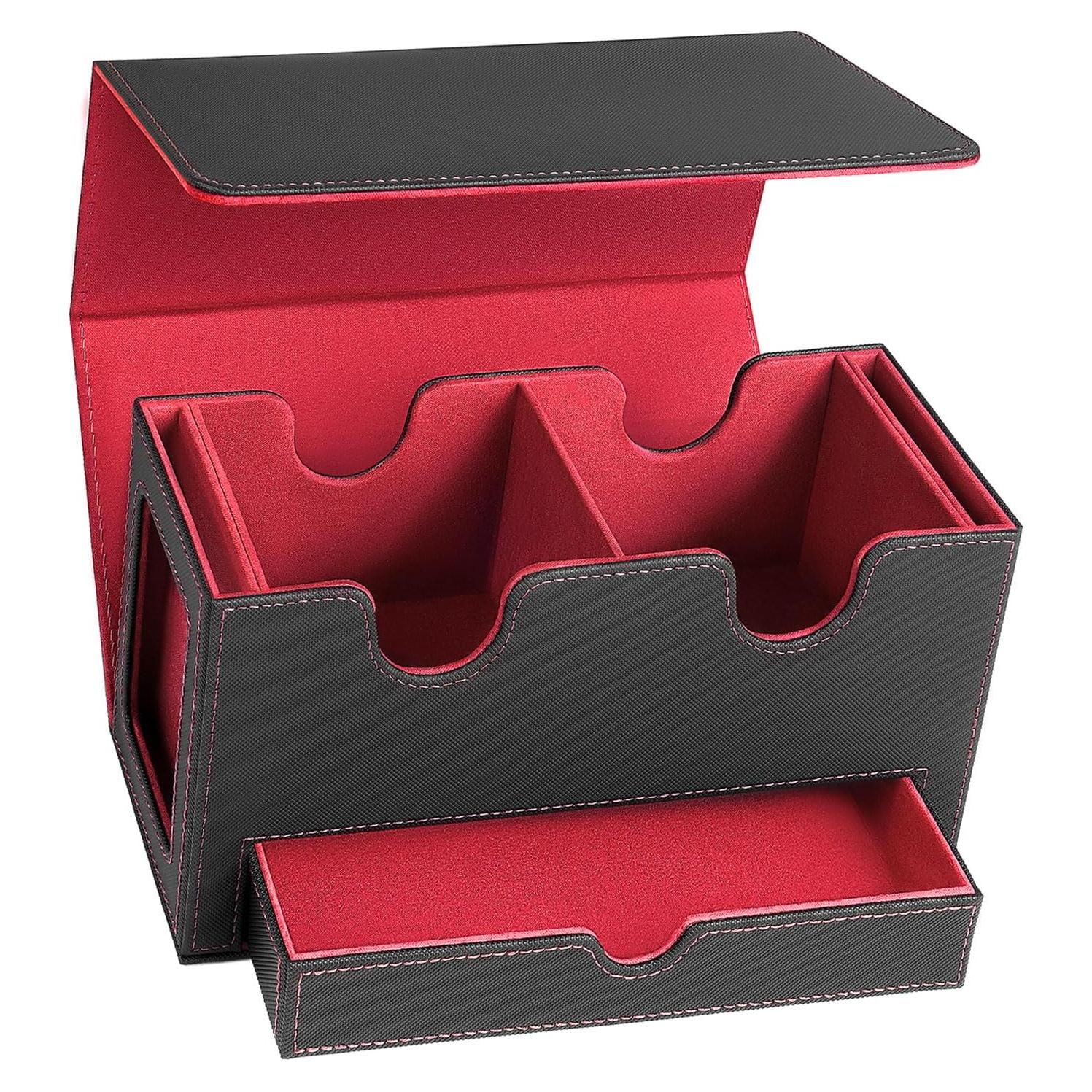 Caja de Deck HSMH para 310+ Cartas TCG - Negro Rojo