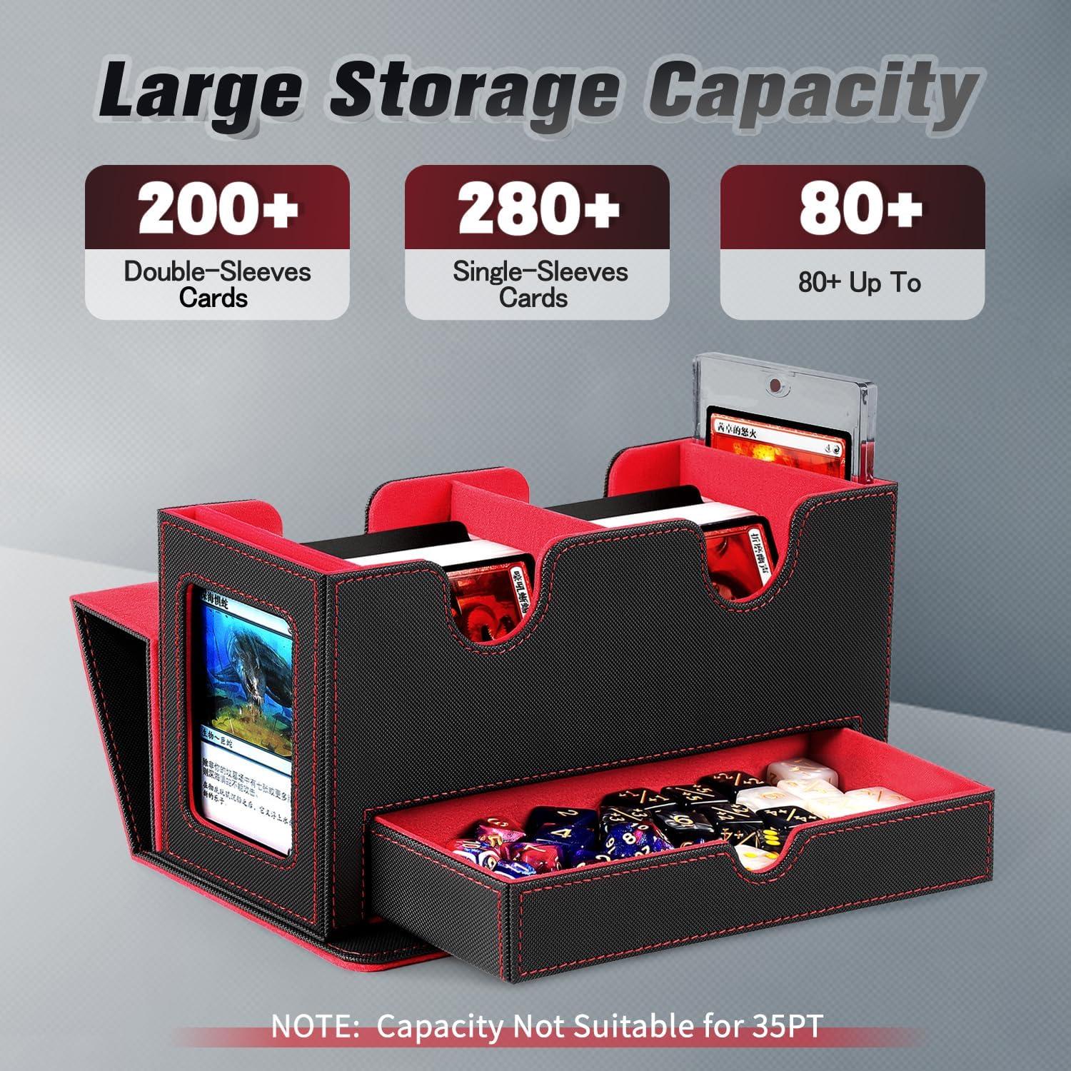 Caja de Deck HSMH para 310+ Cartas TCG - Negro Rojo