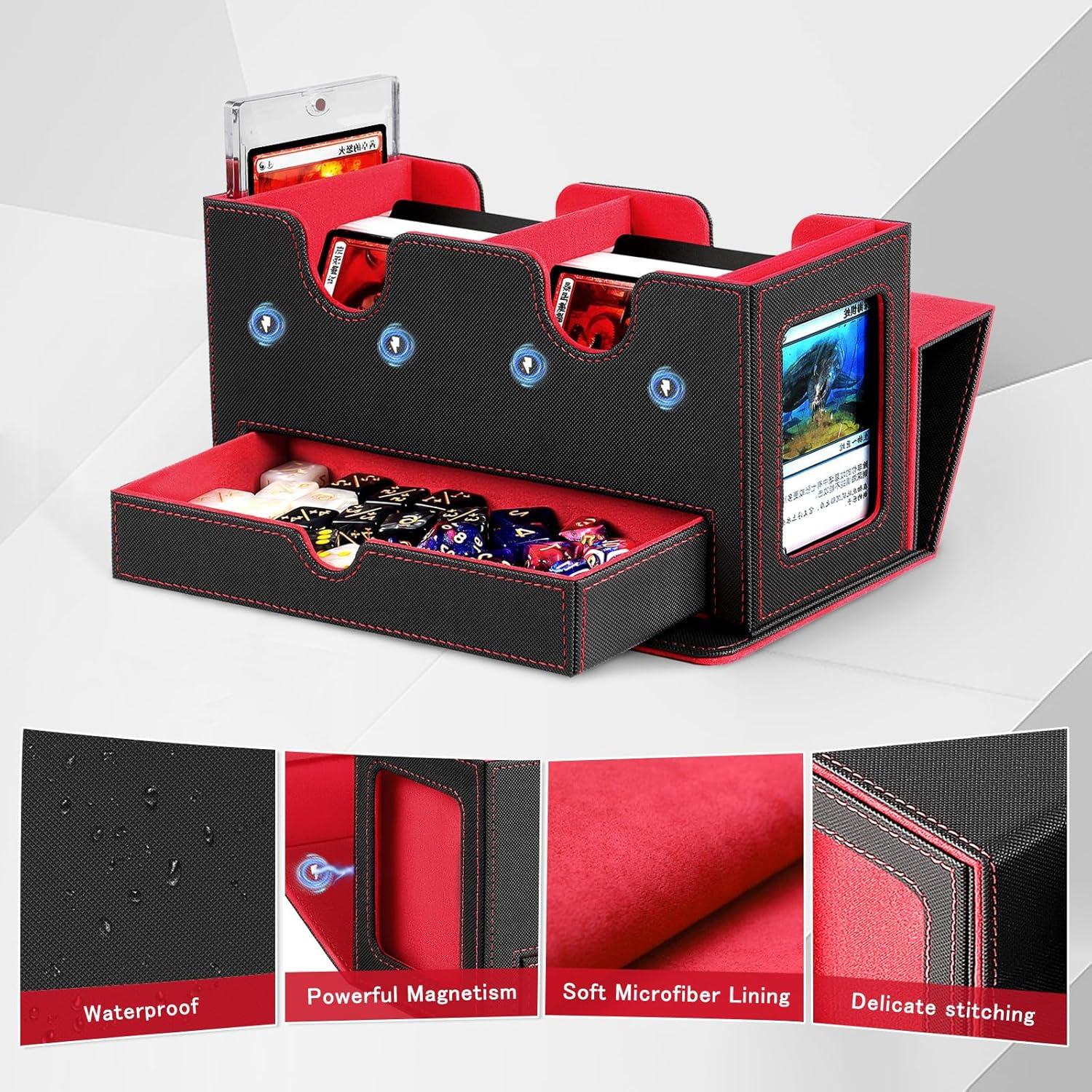 Caja de Deck HSMH para 310+ Cartas TCG - Negro Rojo