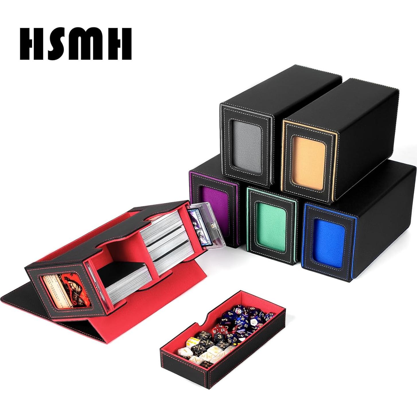 Caja de Deck HSMH para 310+ Cartas TCG - Negro Rojo