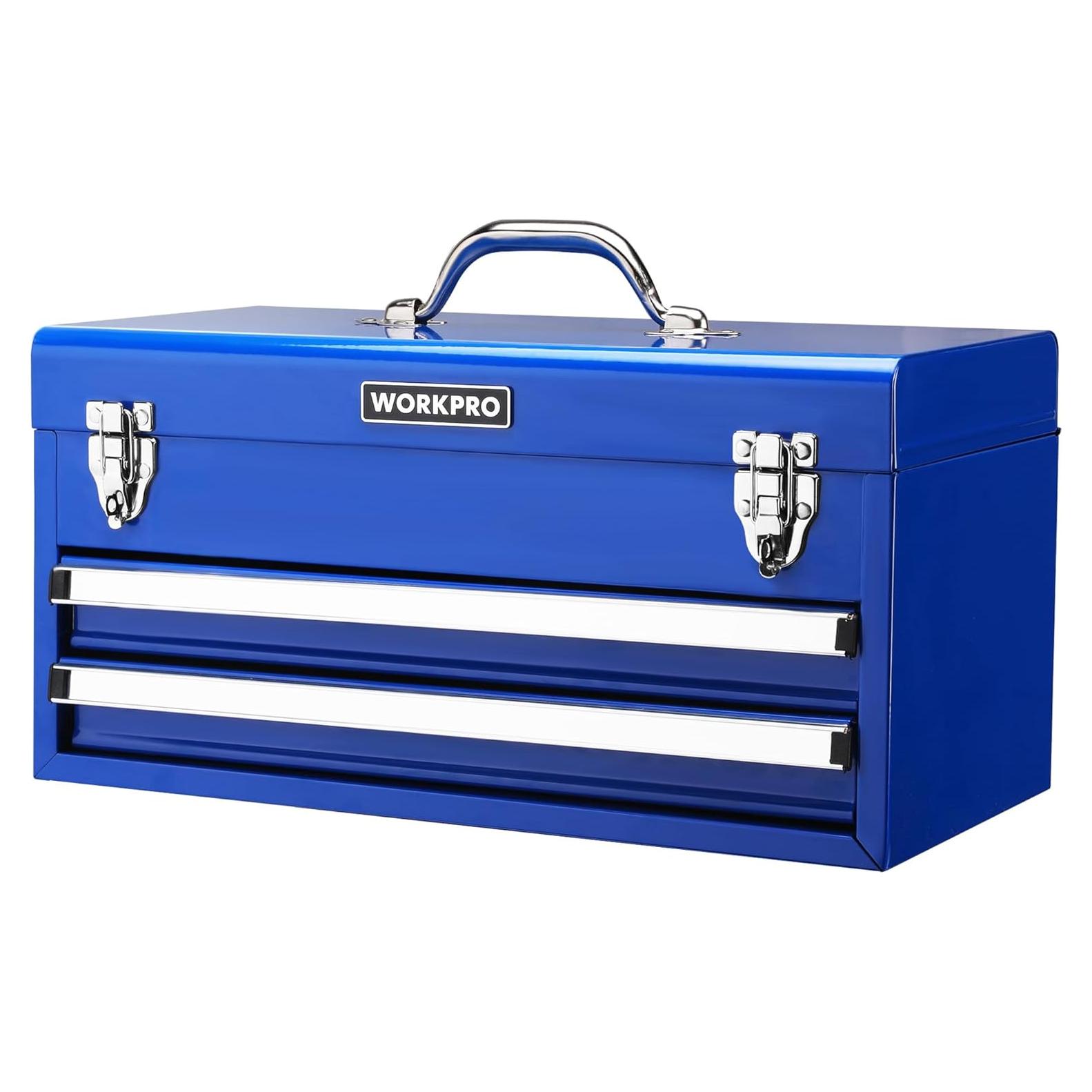 Caja de herramientas WORKPRO 46 cm con 2 cajones y 1 tapa