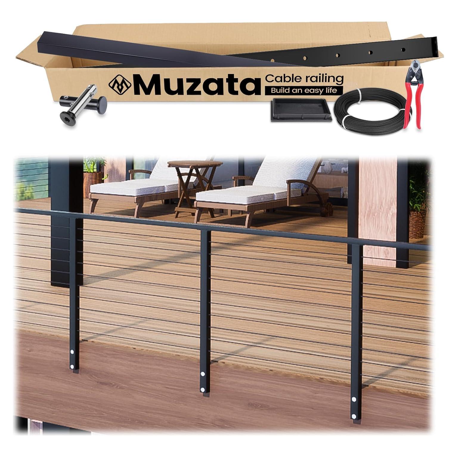 Muzata Kit Completo Barandilla de Cable 36" Negro RCF2