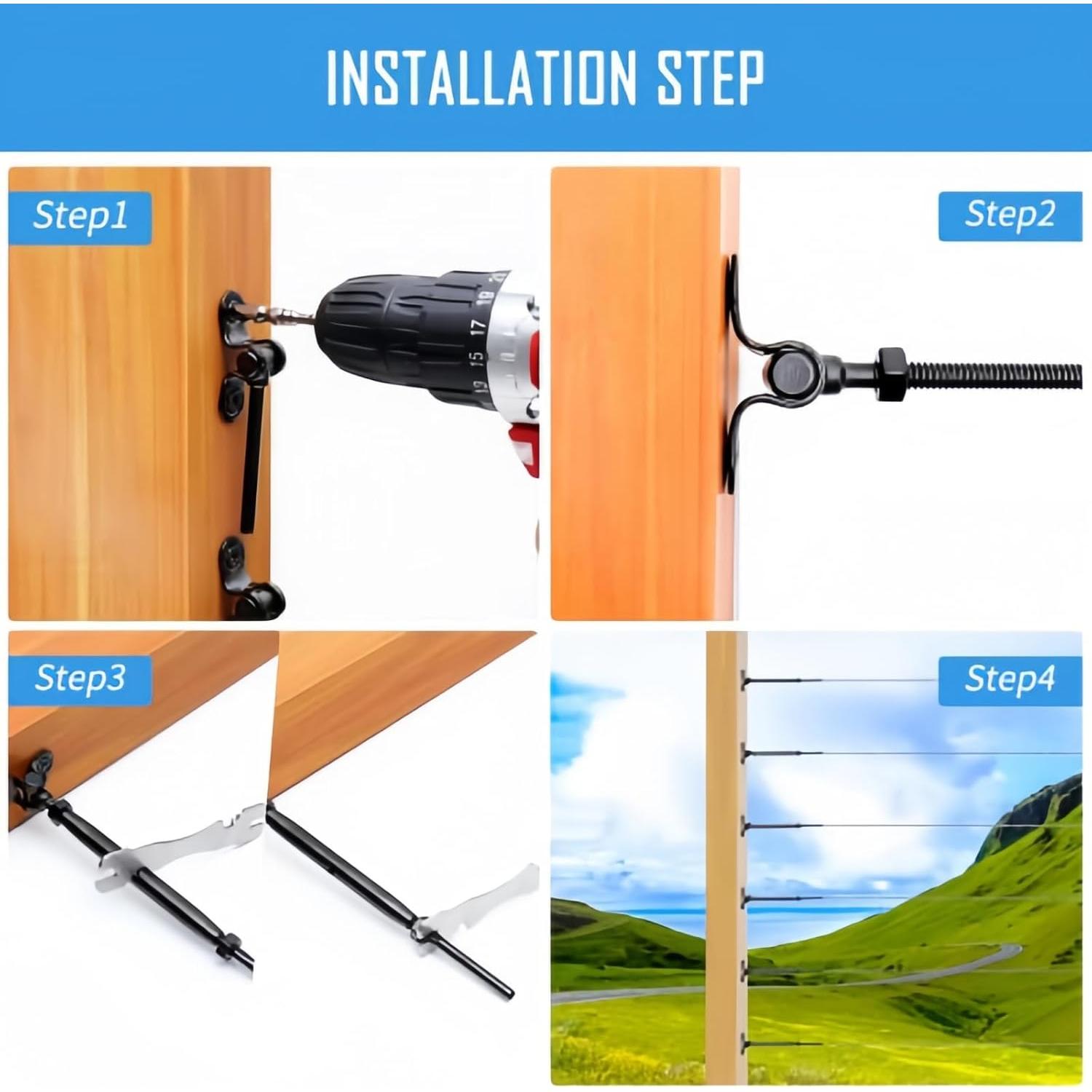 Kit Barandilla Cable Helffer 20Set Negro Ajustable 180°