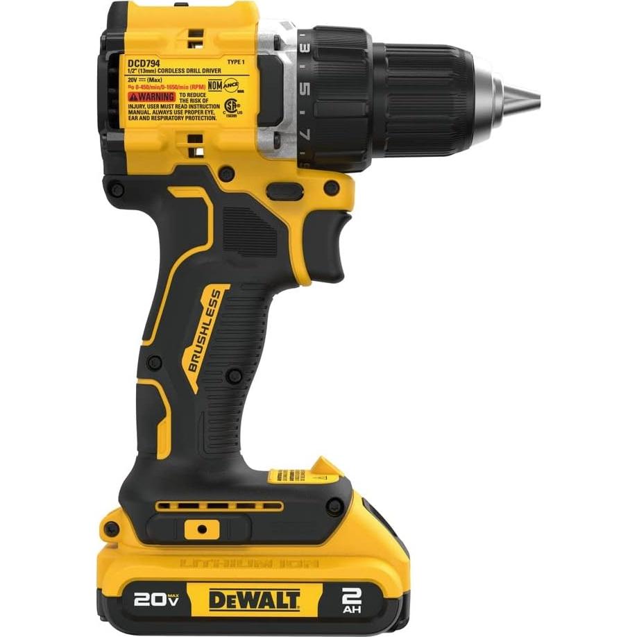Dewalt DCD794D1 20V MAX ATOMIC COMPACT SERIES Brushless Lithium-Ion 1/2 in. Cordless Drill Driver Kit (2 Ah)