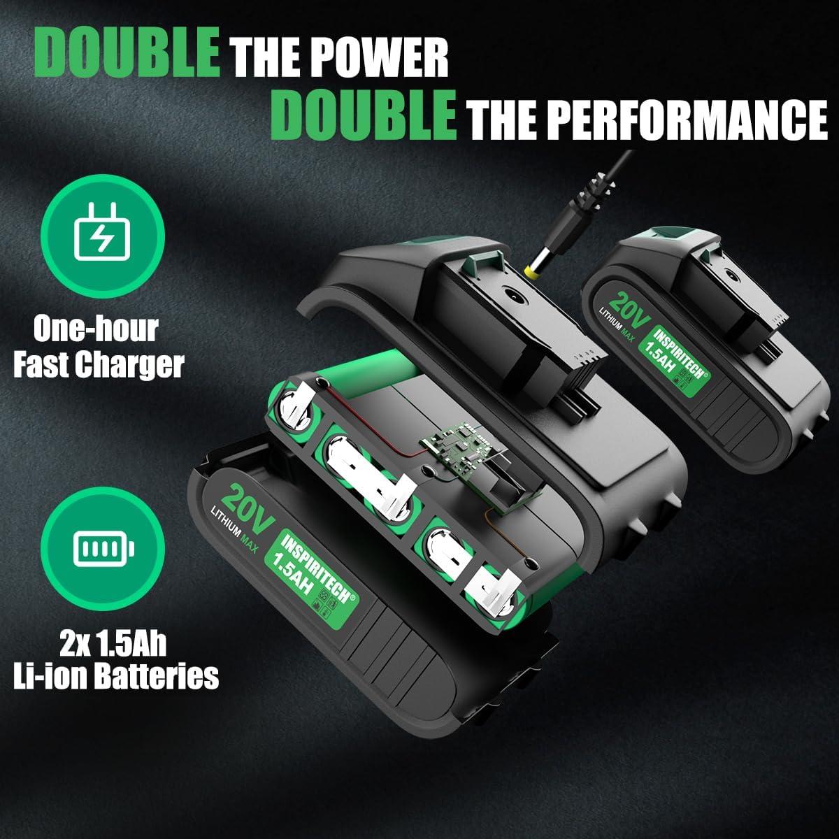 Taladro Inalámbrico Inspiritech BL7010 20V 2 Baterías 1.13kg